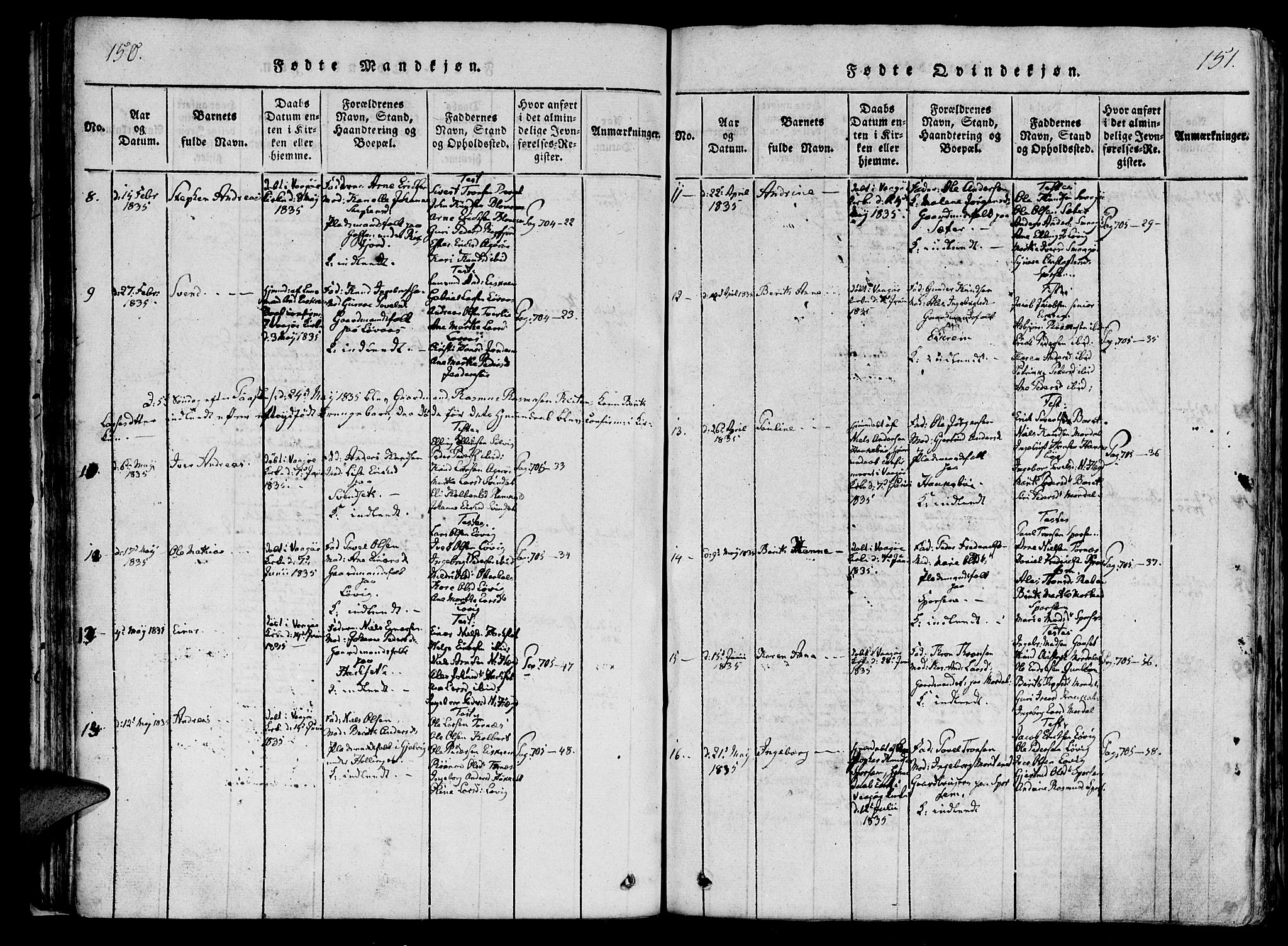Ministerialprotokoller, klokkerbøker og fødselsregistre - Møre og Romsdal, AV/SAT-A-1454/560/L0718: Parish register (official) no. 560A02, 1817-1844, p. 150-151