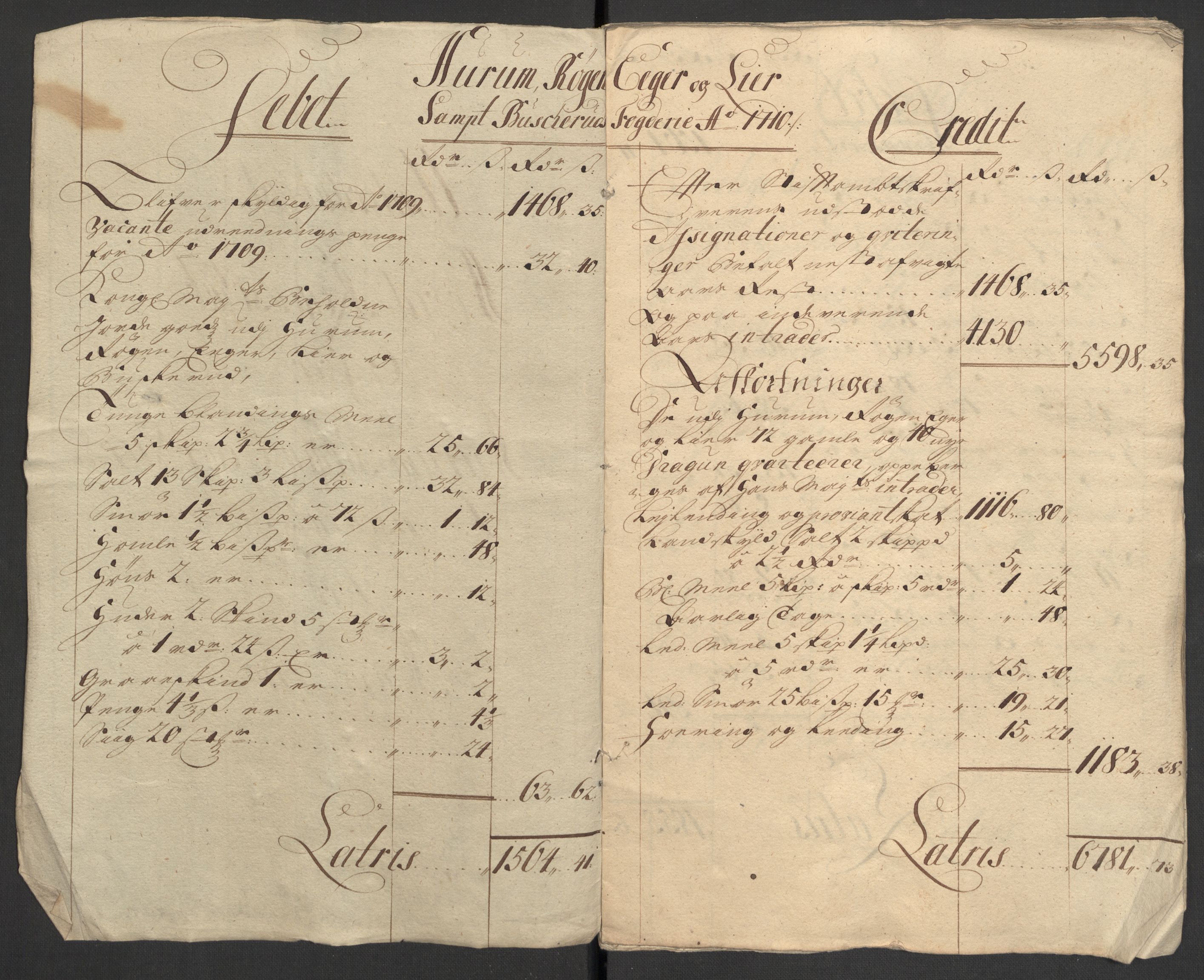 Rentekammeret inntil 1814, Reviderte regnskaper, Fogderegnskap, AV/RA-EA-4092/R31/L1704: Fogderegnskap Hurum, Røyken, Eiker, Lier og Buskerud, 1710, p. 4