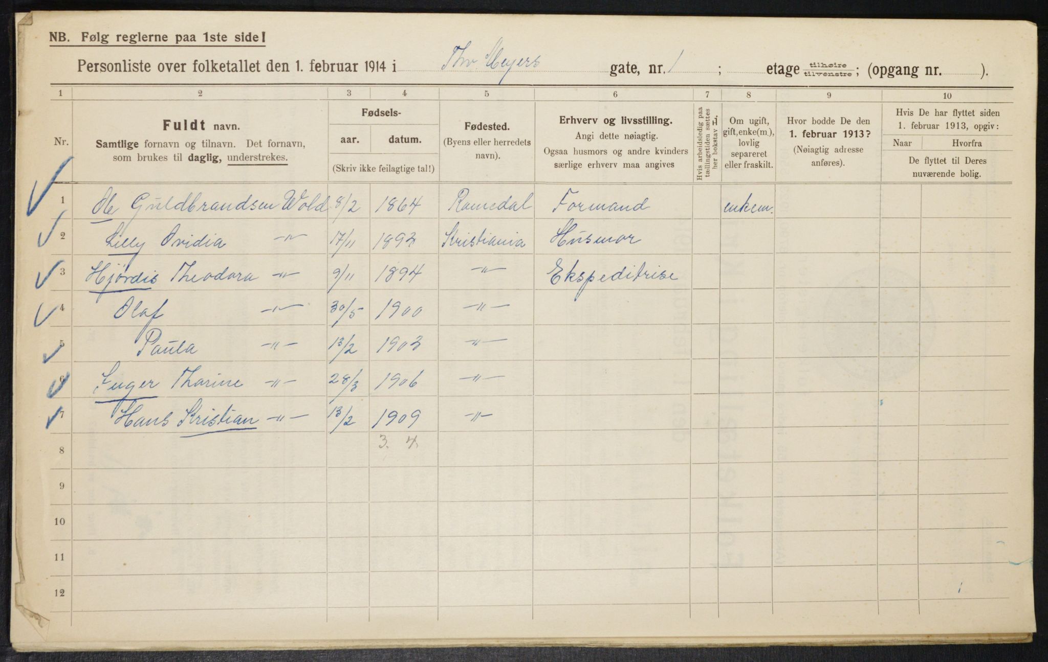 OBA, Municipal Census 1914 for Kristiania, 1914, p. 110425