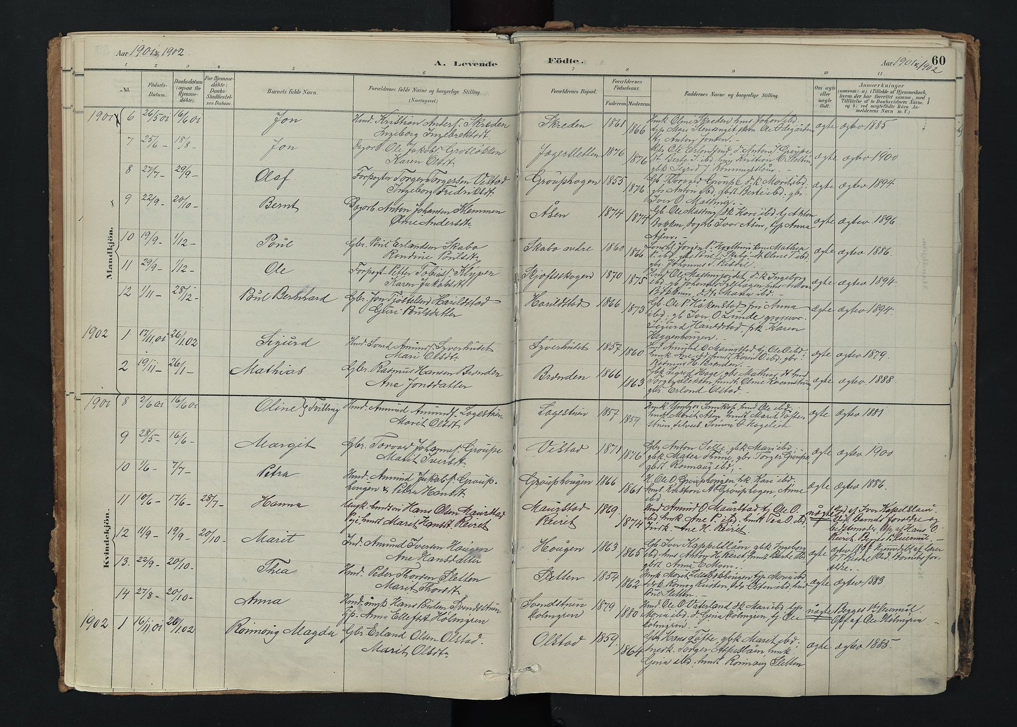 Nord-Fron prestekontor, SAH/PREST-080/H/Ha/Haa/L0005: Parish register (official) no. 5, 1884-1914, p. 60