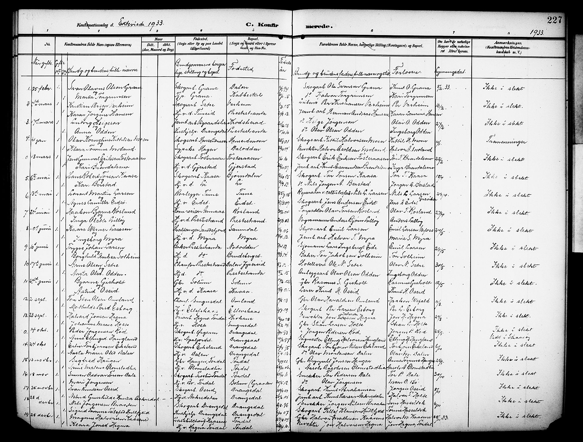 Drangedal kirkebøker, AV/SAKO-A-258/G/Ga/L0004: Parish register (copy) no. I 4, 1901-1933, p. 227