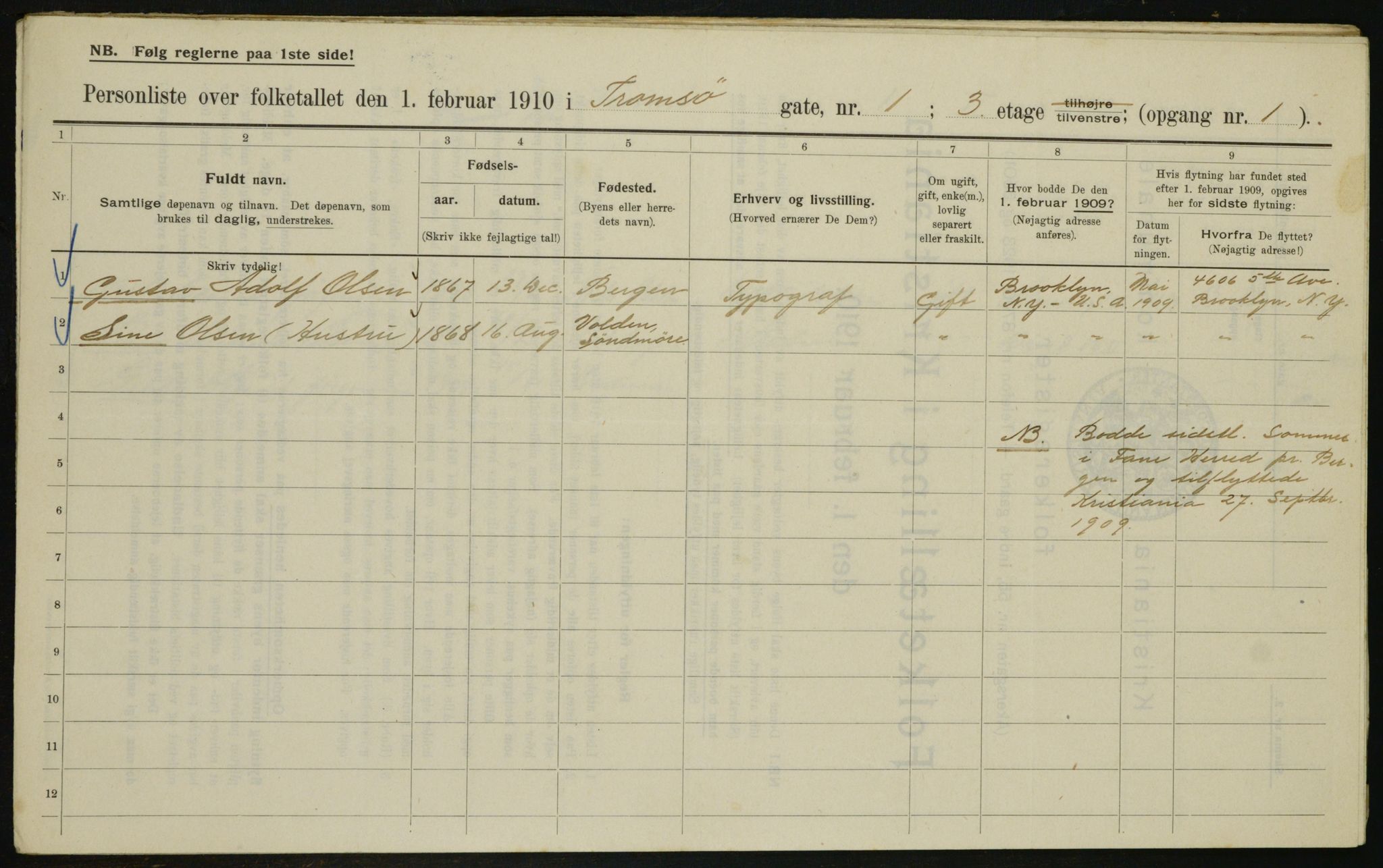 OBA, Municipal Census 1910 for Kristiania, 1910, p. 109726