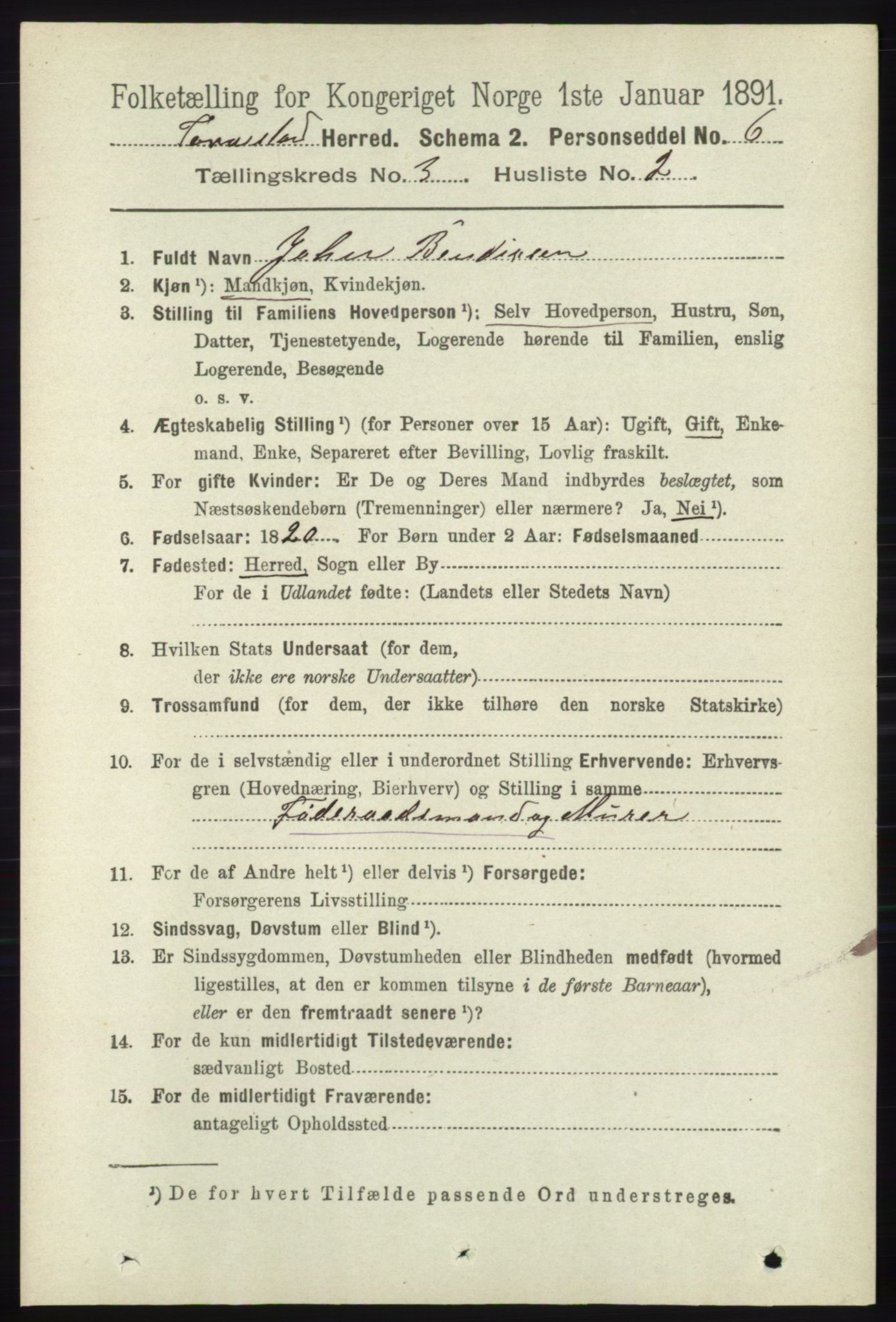 RA, 1891 census for 1152 Torvastad, 1891, p. 960