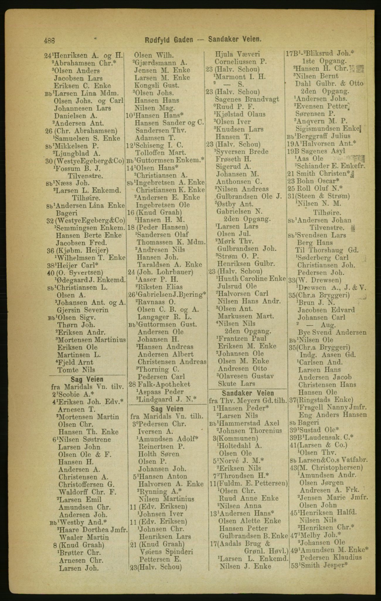 Kristiania/Oslo adressebok, PUBL/-, 1888, p. 488