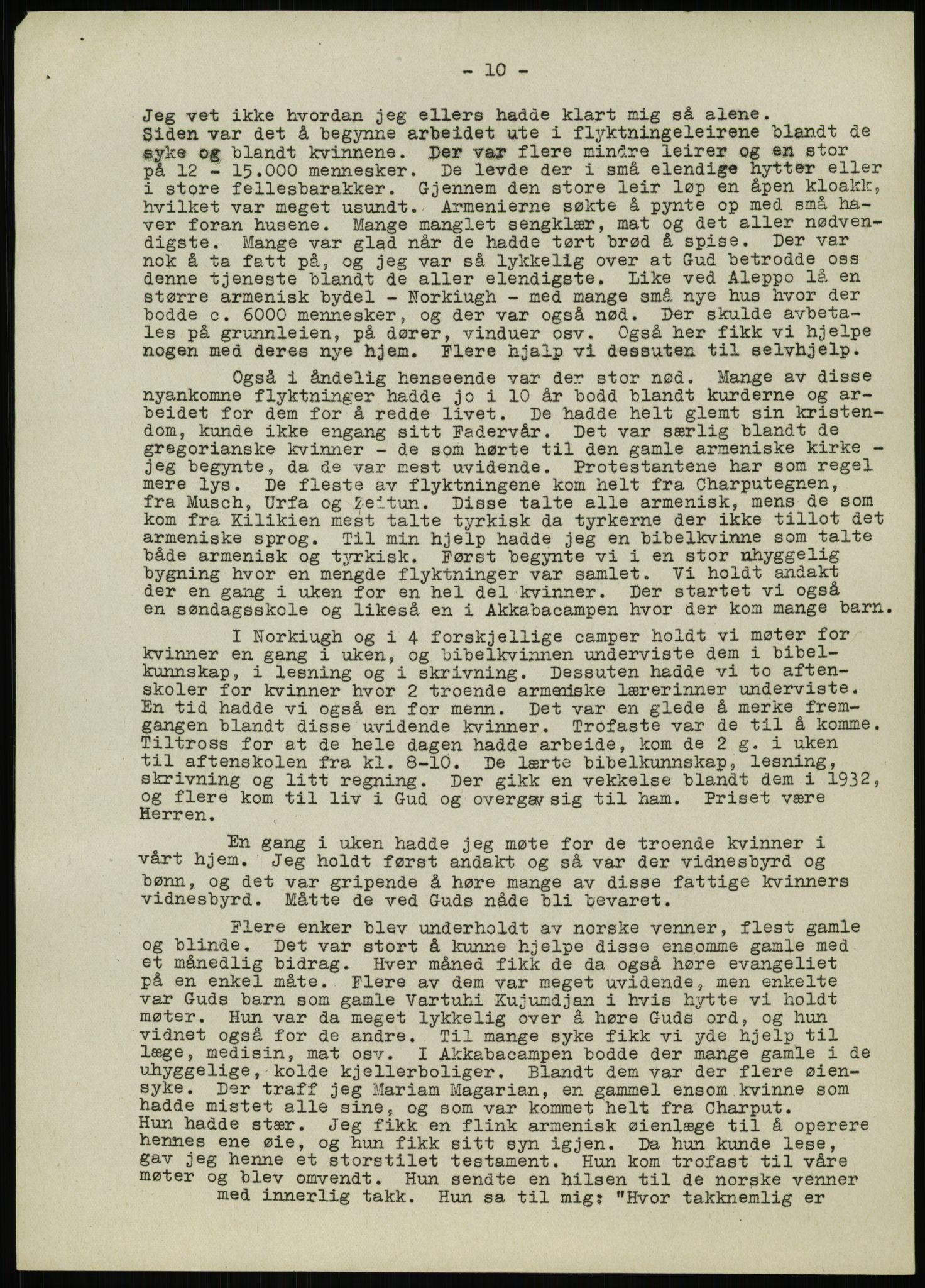 Kvinnelige Misjonsarbeidere, AV/RA-PA-0699/F/Fj/L0032/0005: Diverse / "Armenia og armenierne". Artikkel av Bodil Biørn okt. 1944., 1944, p. 10