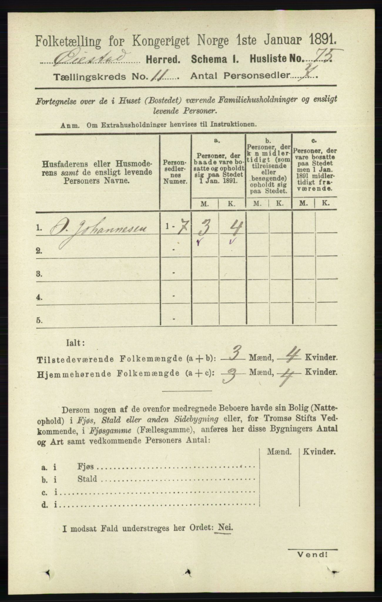 RA, 1891 census for 0920 Øyestad, 1891, p. 4803