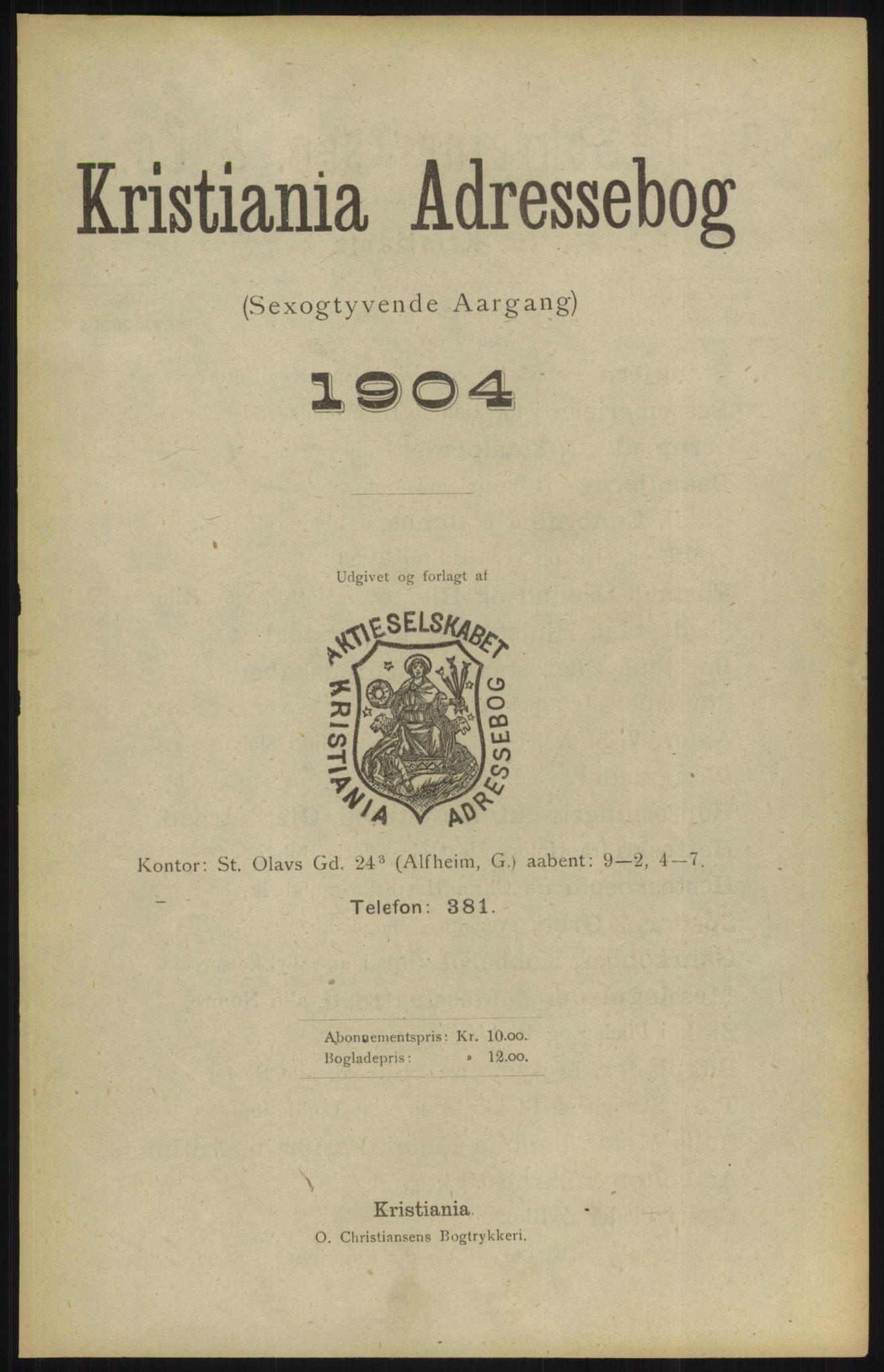 Kristiania/Oslo adressebok, PUBL/-, 1904