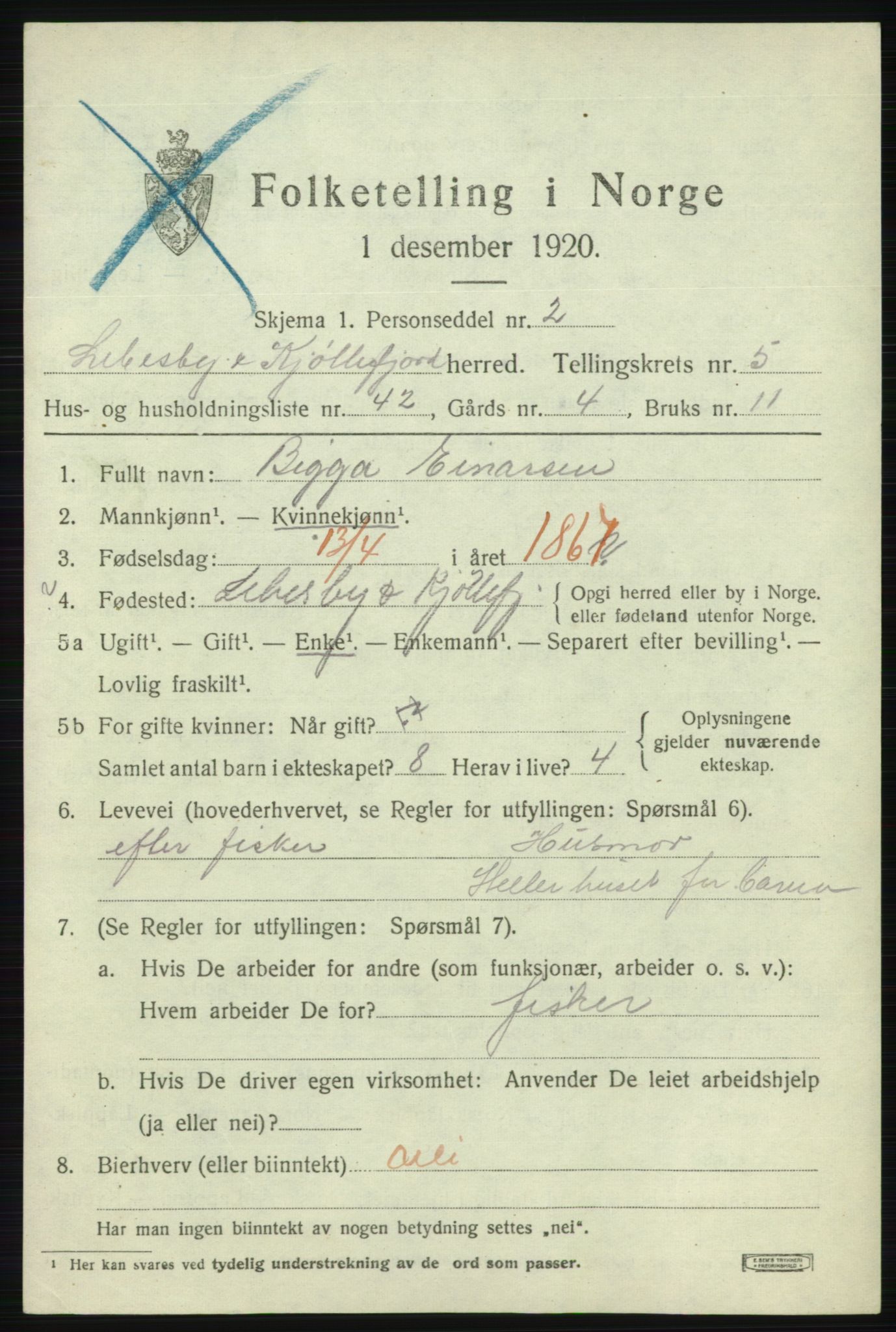 SATØ, 1920 census for Lebesby, 1920, p. 2799