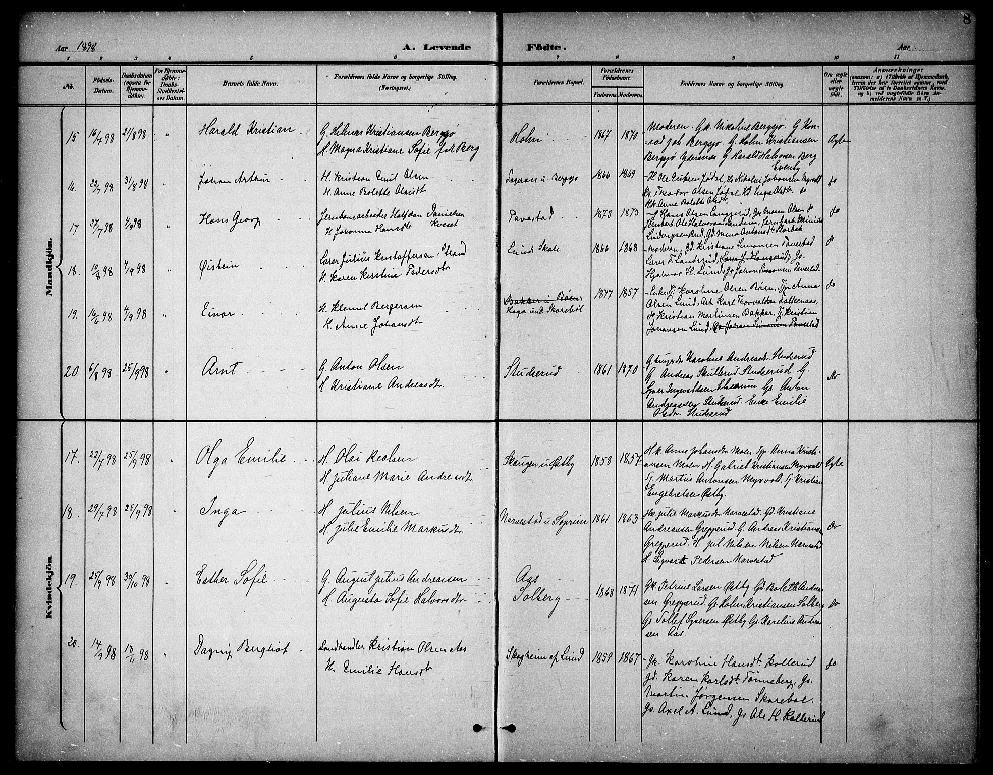 Høland prestekontor Kirkebøker, AV/SAO-A-10346a/F/Fb/L0003: Parish register (official) no. II 3, 1897-1912, p. 8