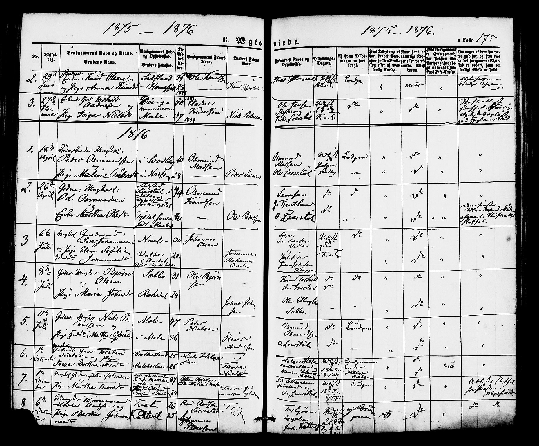 Hjelmeland sokneprestkontor, AV/SAST-A-101843/01/IV/L0012: Parish register (official) no. A 12, 1862-1886, p. 175