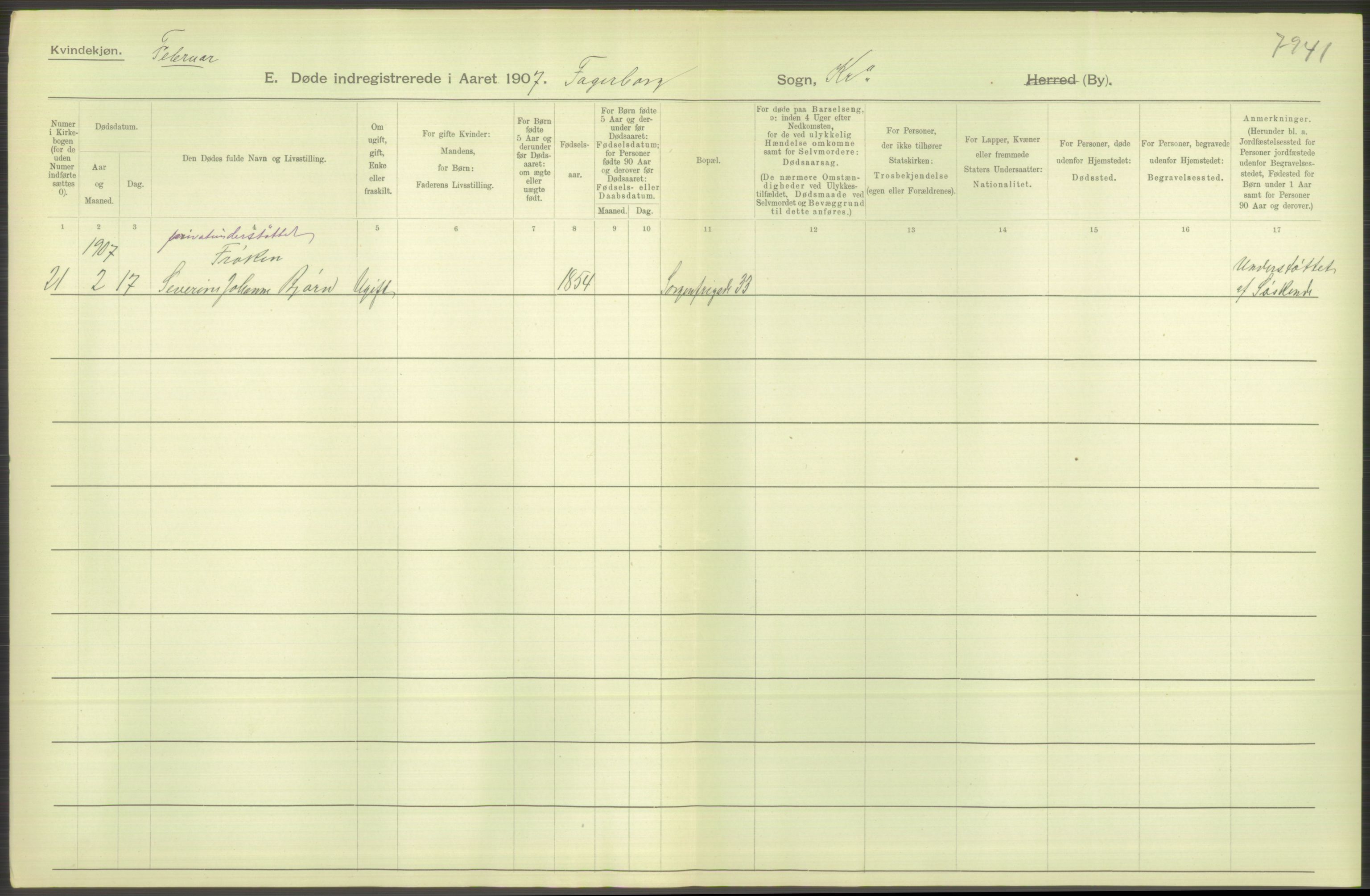 Statistisk sentralbyrå, Sosiodemografiske emner, Befolkning, AV/RA-S-2228/D/Df/Dfa/Dfae/L0009: Kristiania: Døde, 1907, p. 290