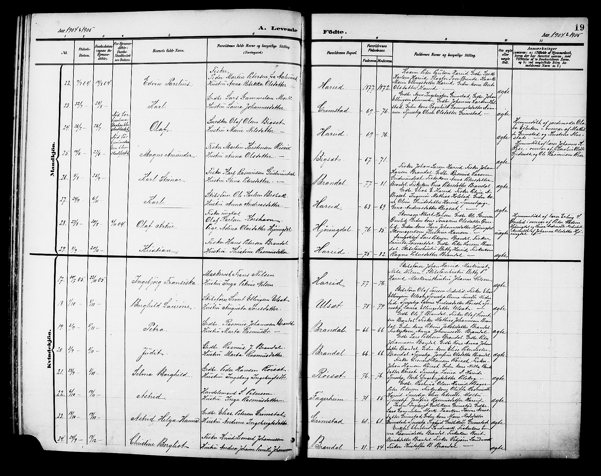 Ministerialprotokoller, klokkerbøker og fødselsregistre - Møre og Romsdal, AV/SAT-A-1454/510/L0126: Parish register (copy) no. 510C03, 1900-1922, p. 19