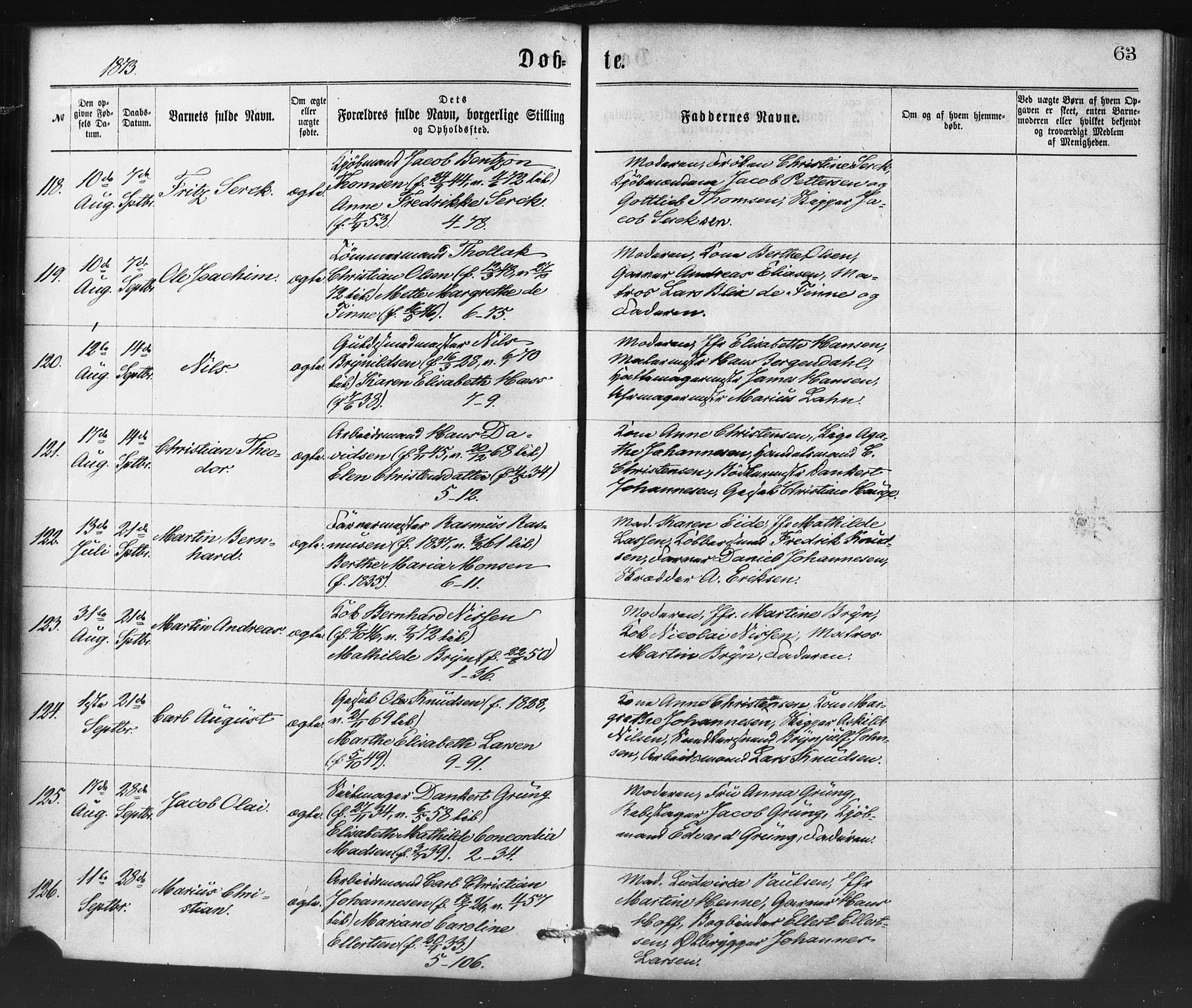 Nykirken Sokneprestembete, AV/SAB-A-77101/H/Haa/L0016: Parish register (official) no. B 3, 1870-1884, p. 63