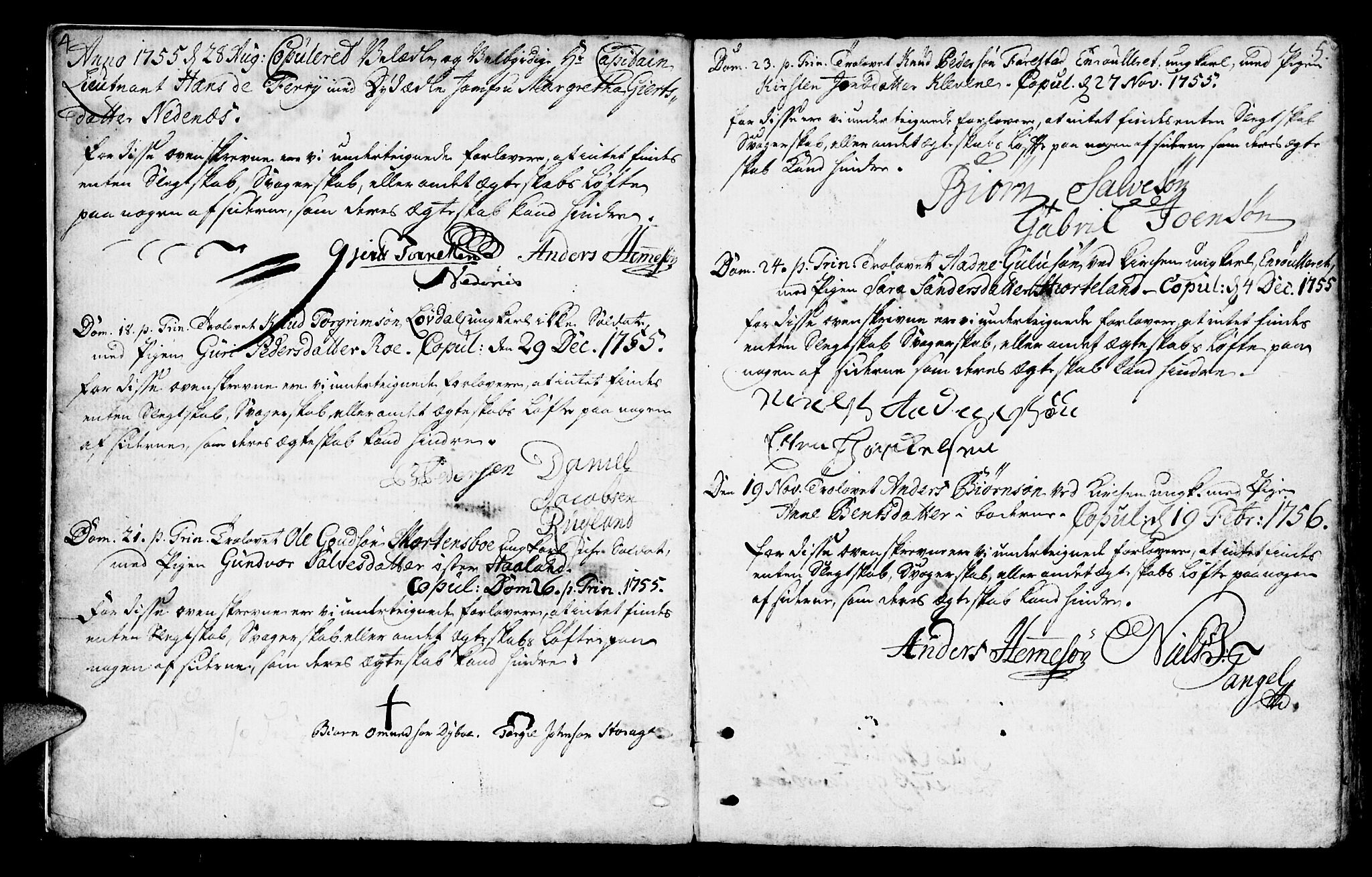 Mandal sokneprestkontor, AV/SAK-1111-0030/F/Fa/Faa/L0006: Parish register (official) no. A 6, 1755-1783, p. 4-5