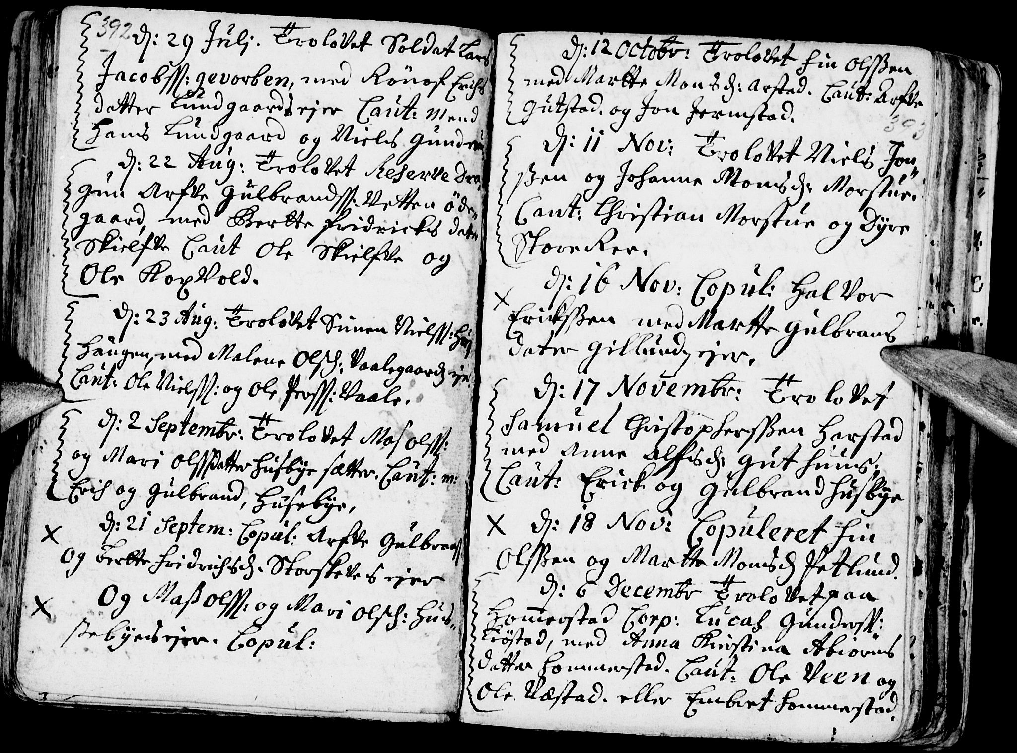 Stange prestekontor, AV/SAH-PREST-002/K/L0002: Parish register (official) no. 2, 1724-1740, p. 392-393