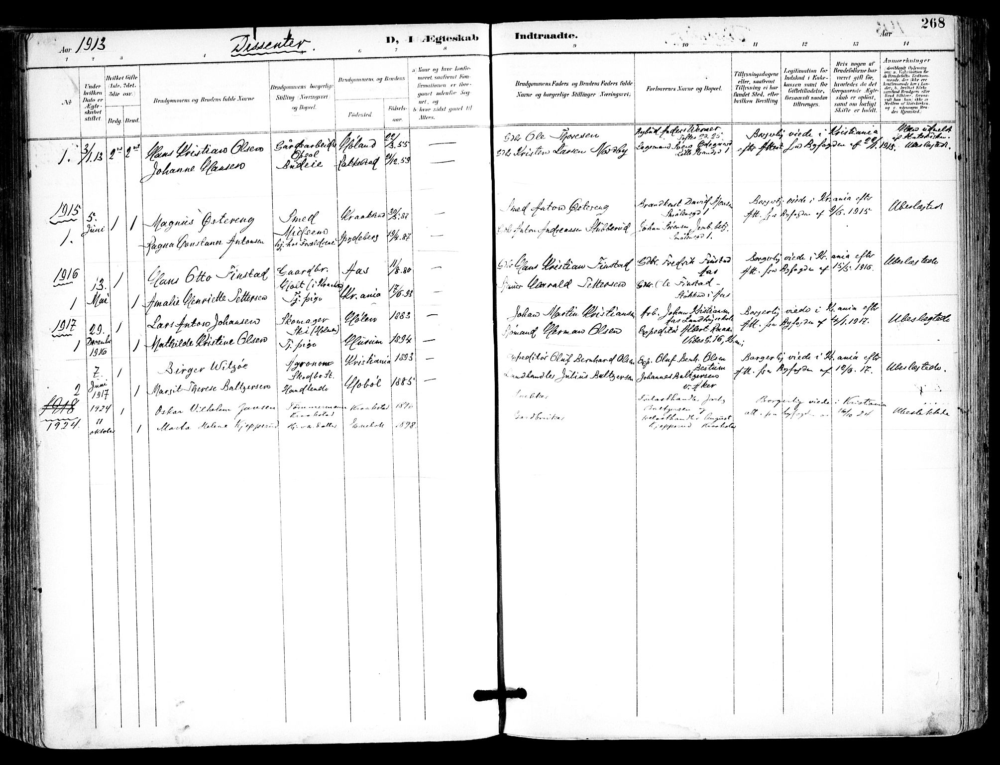 Kråkstad prestekontor Kirkebøker, SAO/A-10125a/F/Fa/L0010: Parish register (official) no. I 10, 1893-1931, p. 268