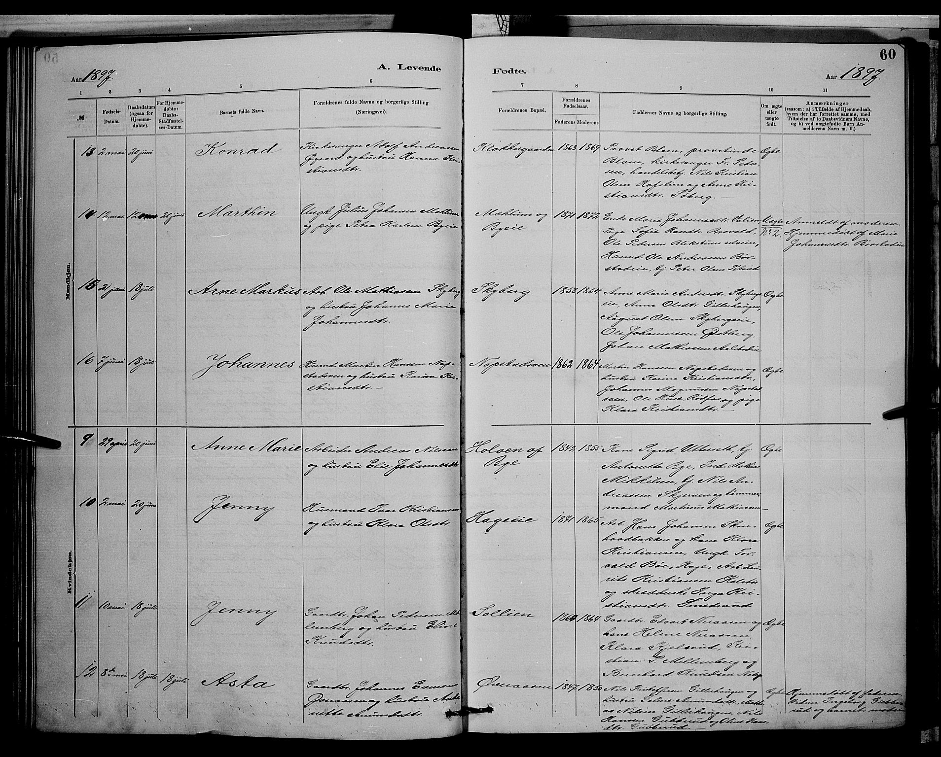 Vardal prestekontor, AV/SAH-PREST-100/H/Ha/Hab/L0008: Parish register (copy) no. 8, 1881-1898, p. 60