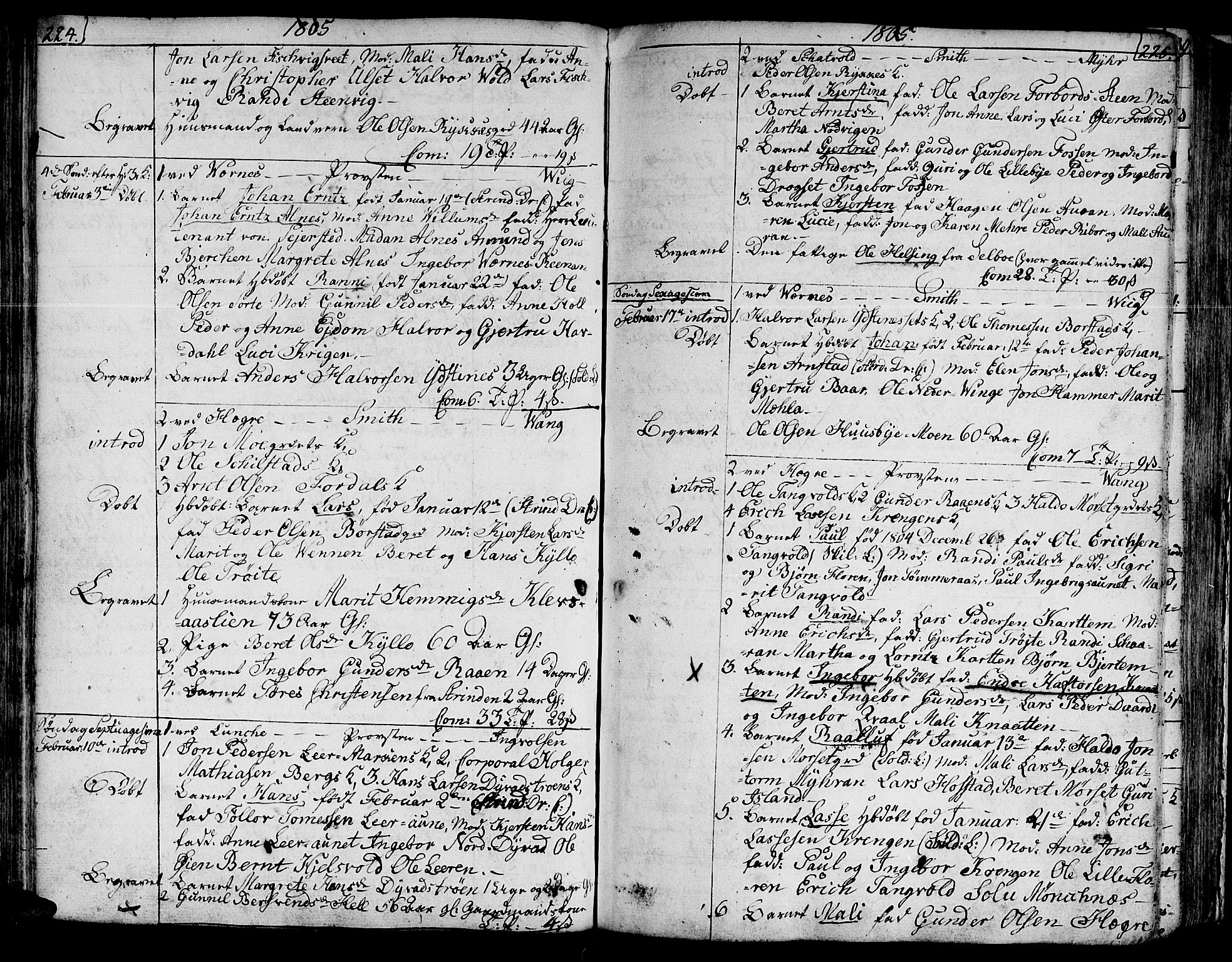 Ministerialprotokoller, klokkerbøker og fødselsregistre - Nord-Trøndelag, SAT/A-1458/709/L0060: Parish register (official) no. 709A07, 1797-1815, p. 224-225
