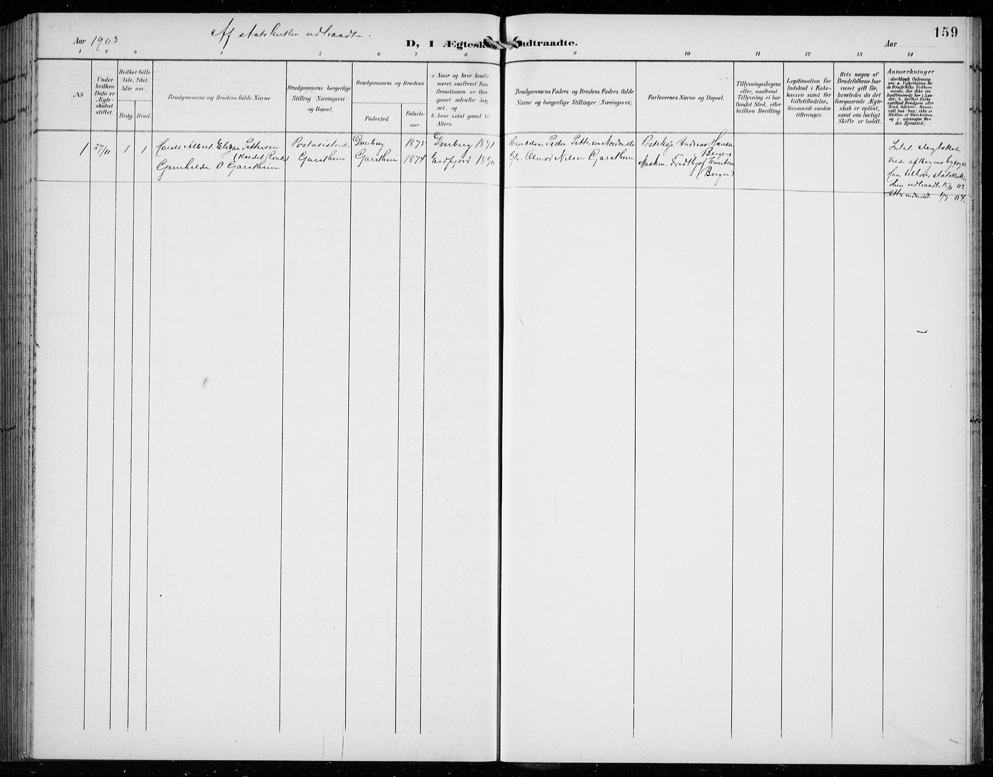 Ullensvang sokneprestembete, SAB/A-78701/H/Hab: Parish register (copy) no. C  3, 1899-1932, p. 159
