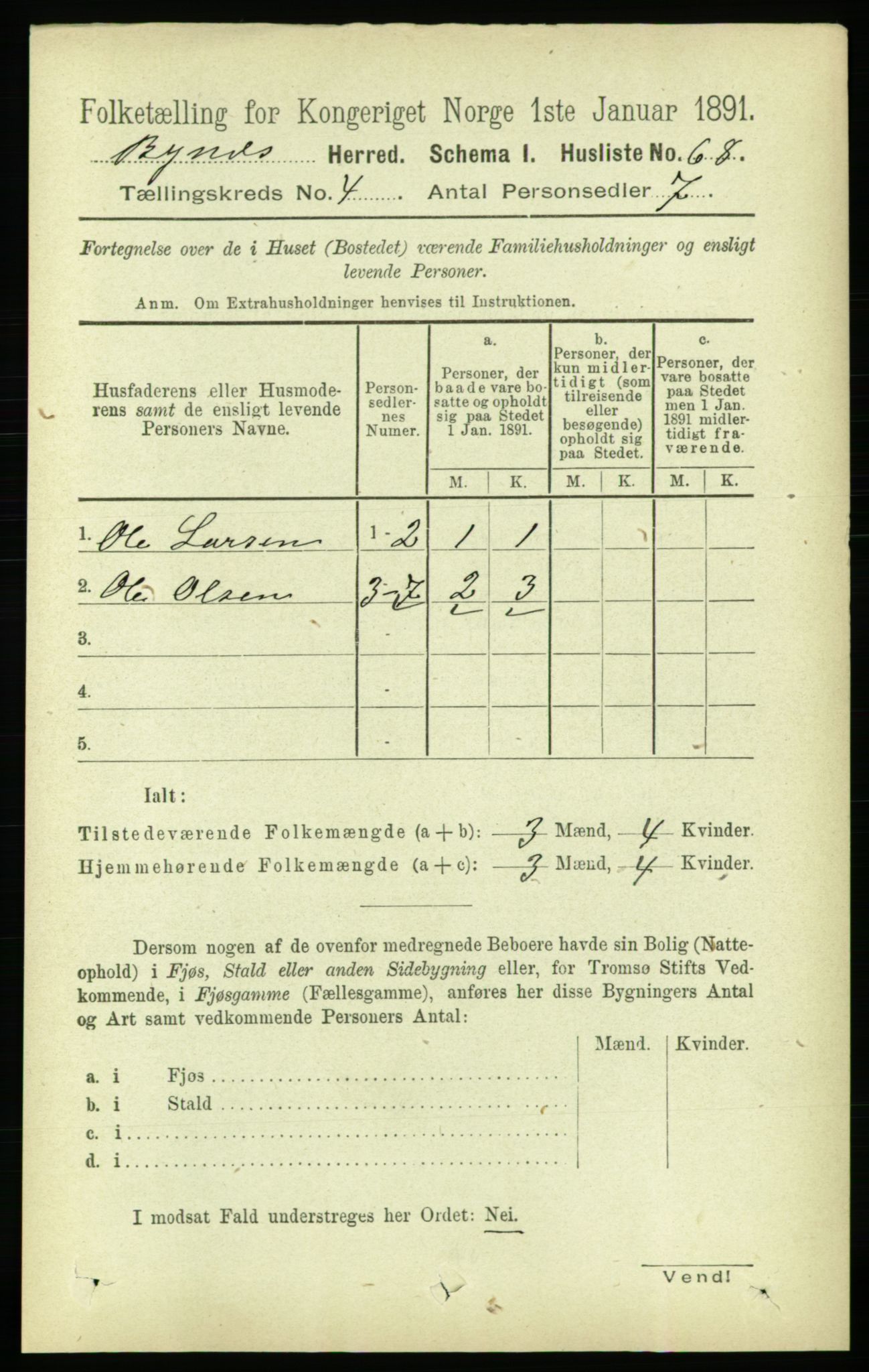 RA, 1891 census for 1655 Byneset, 1891, p. 1576