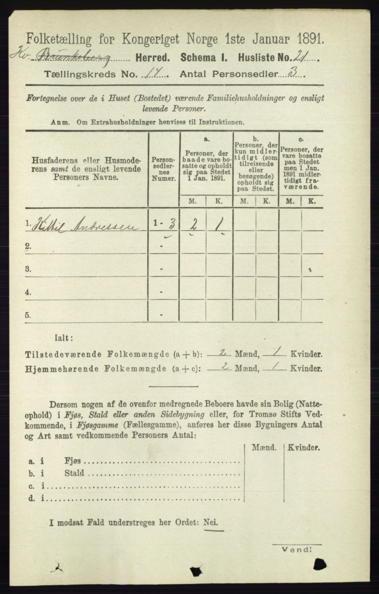 RA, 1891 census for 0829 Kviteseid, 1891, p. 3336