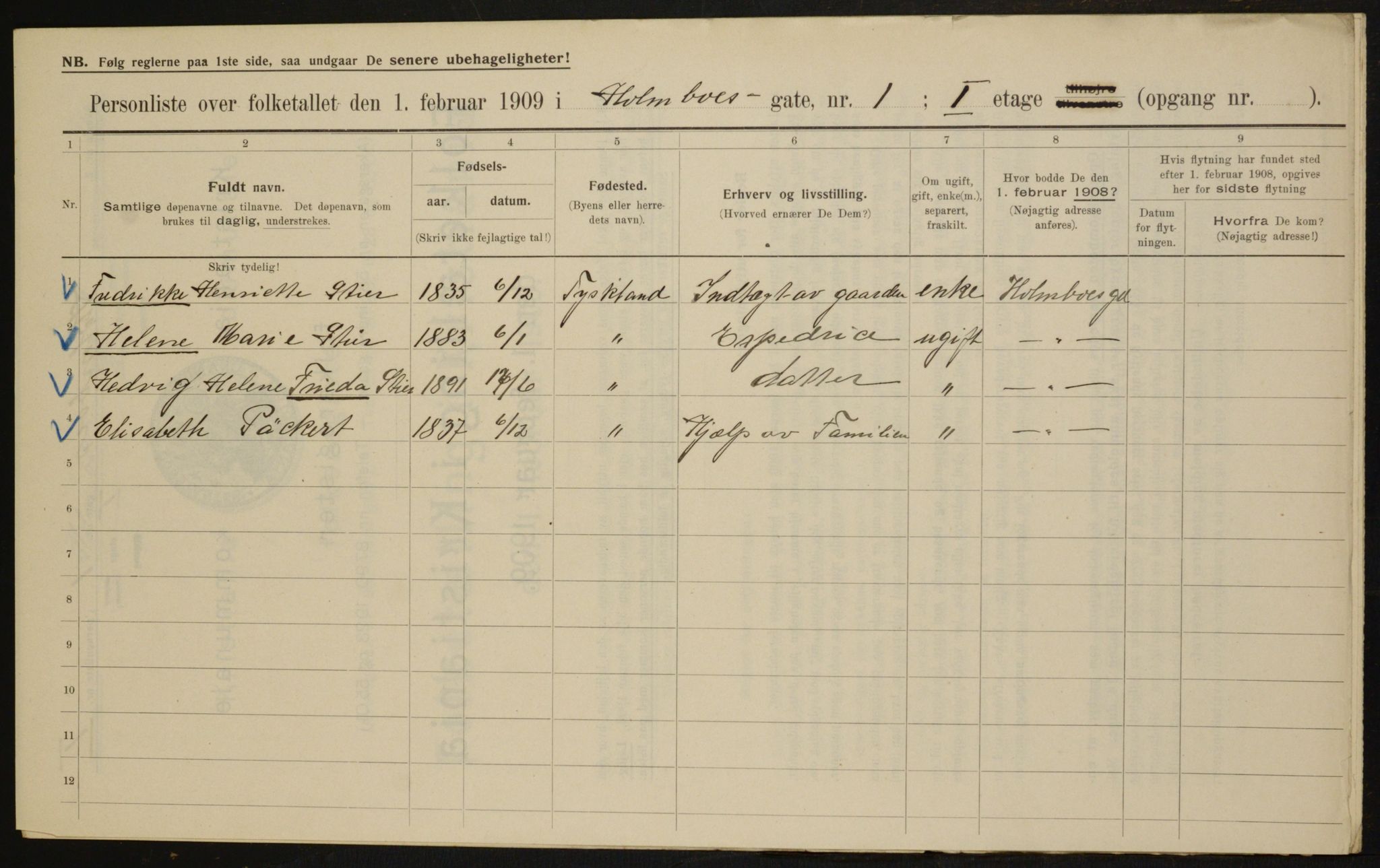 OBA, Municipal Census 1909 for Kristiania, 1909, p. 36953