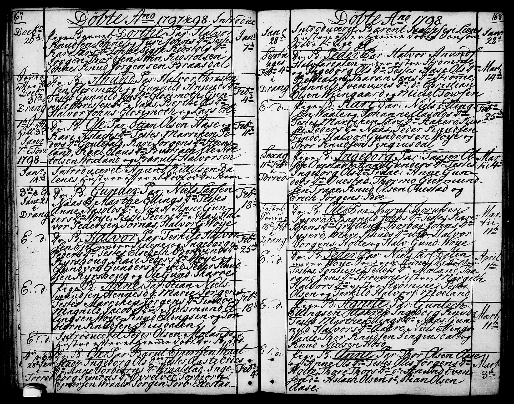 Drangedal kirkebøker, SAKO/A-258/F/Fa/L0003: Parish register (official) no. 3, 1768-1814, p. 167-168