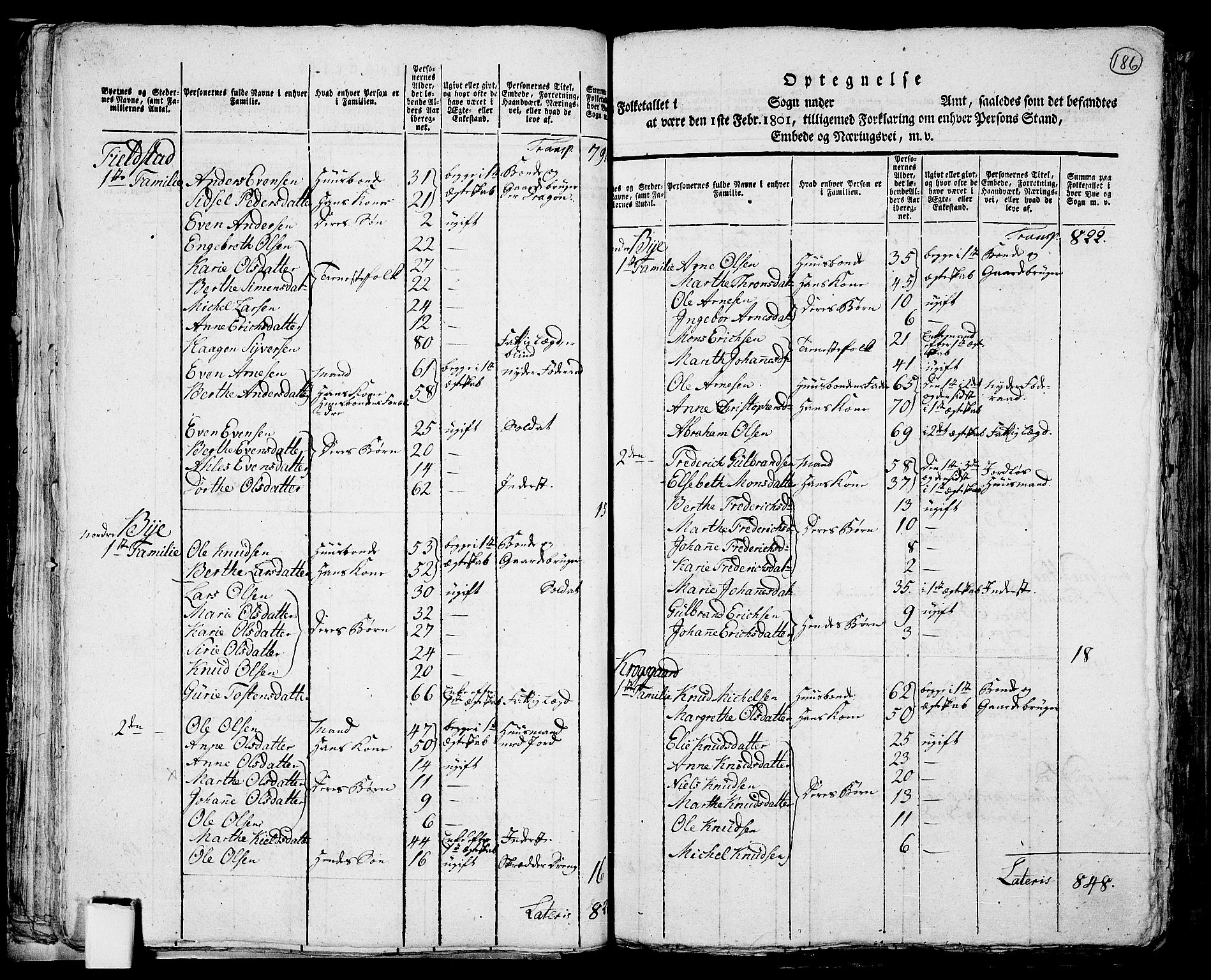 RA, 1801 census for 0412P Ringsaker, 1801, p. 185b-186a