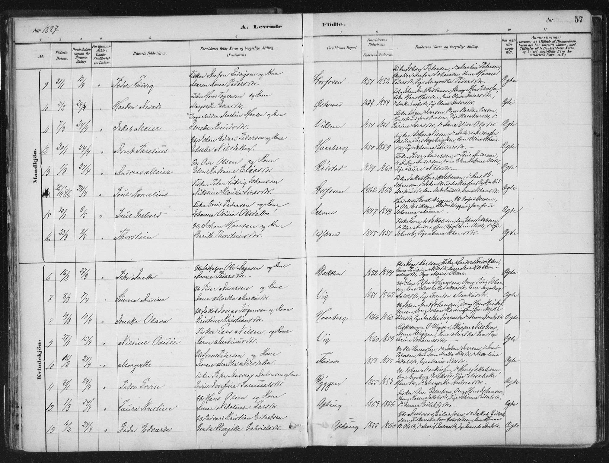 Ministerialprotokoller, klokkerbøker og fødselsregistre - Sør-Trøndelag, SAT/A-1456/659/L0739: Parish register (official) no. 659A09, 1879-1893, p. 57