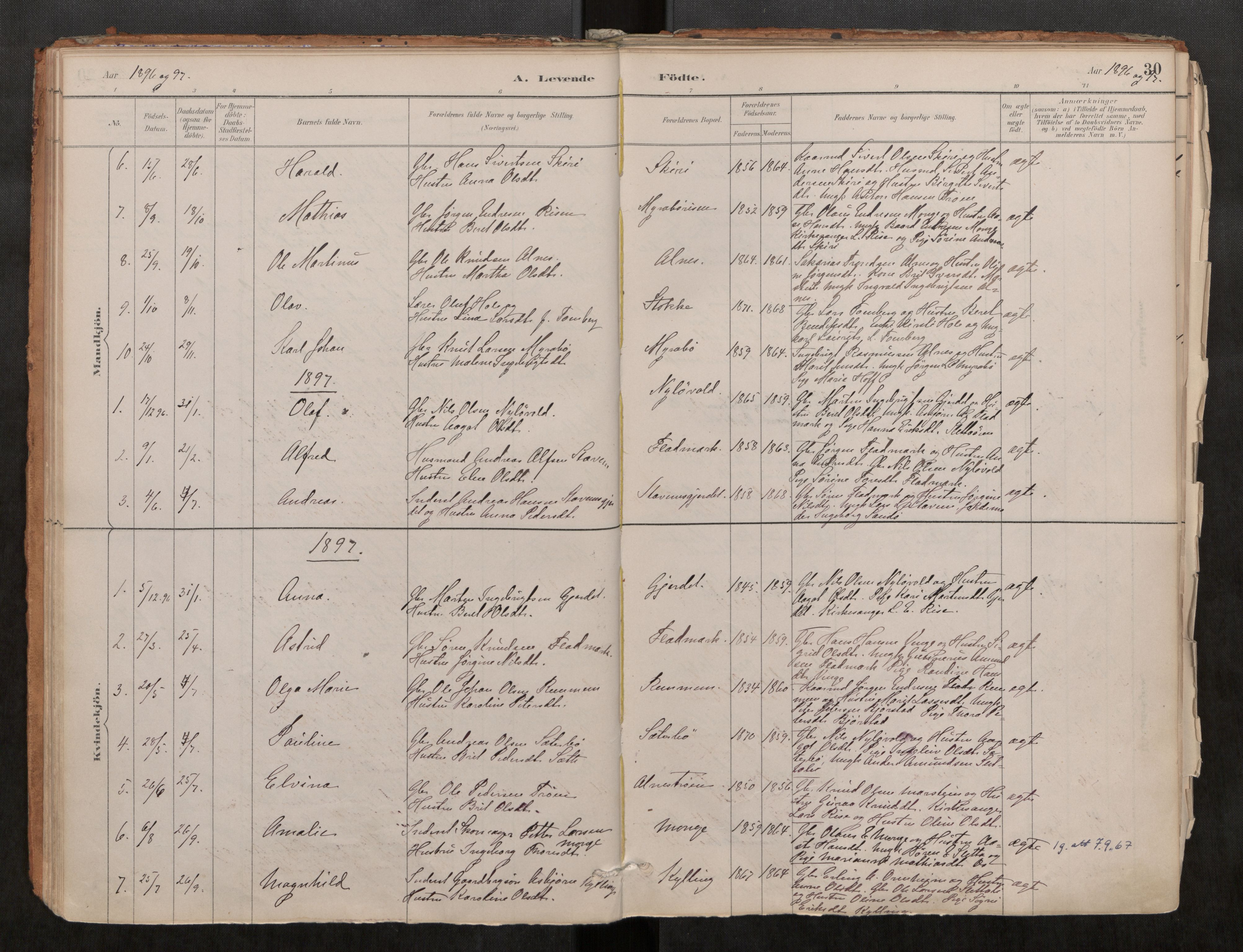 Ministerialprotokoller, klokkerbøker og fødselsregistre - Møre og Romsdal, SAT/A-1454/546/L0599: Parish register (official) no. 546A03, 1882-1920, p. 30