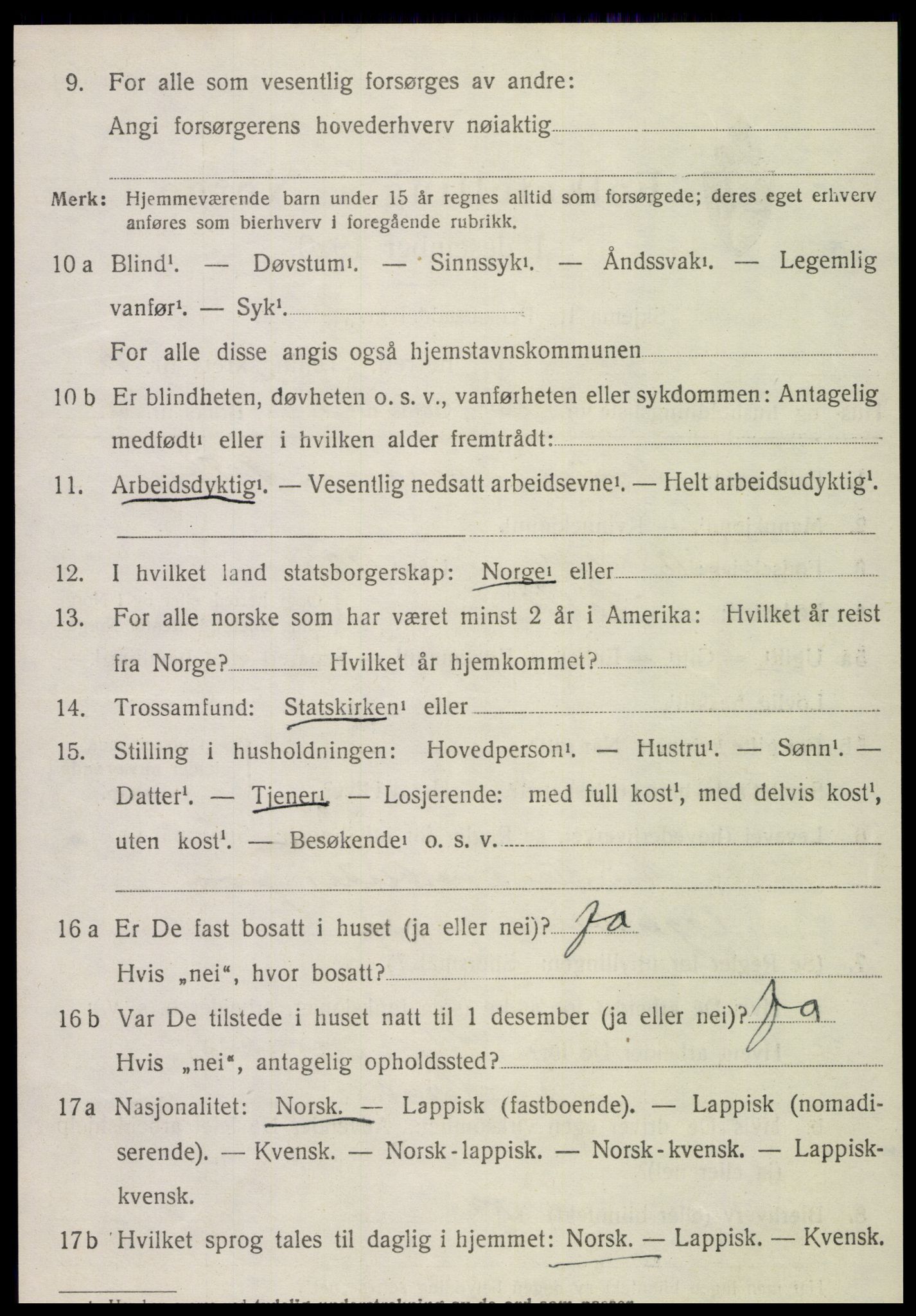 SAT, 1920 census for Snåsa, 1920, p. 2409