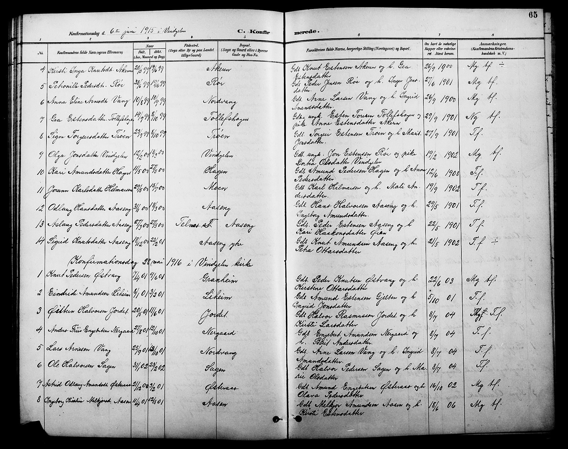 Tolga prestekontor, AV/SAH-PREST-062/L/L0010: Parish register (copy) no. 10, 1894-1918, p. 65