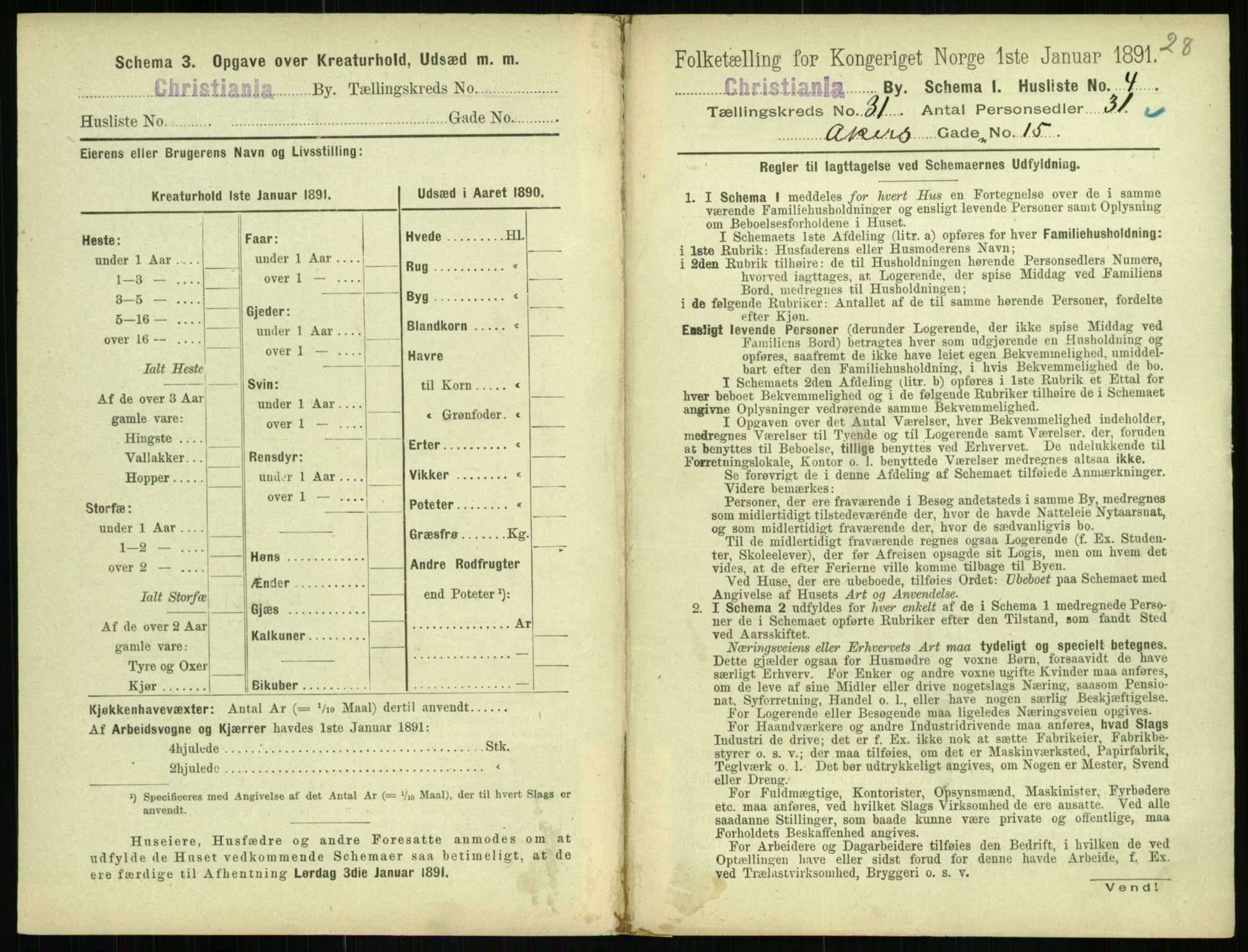 RA, 1891 census for 0301 Kristiania, 1891, p. 15848