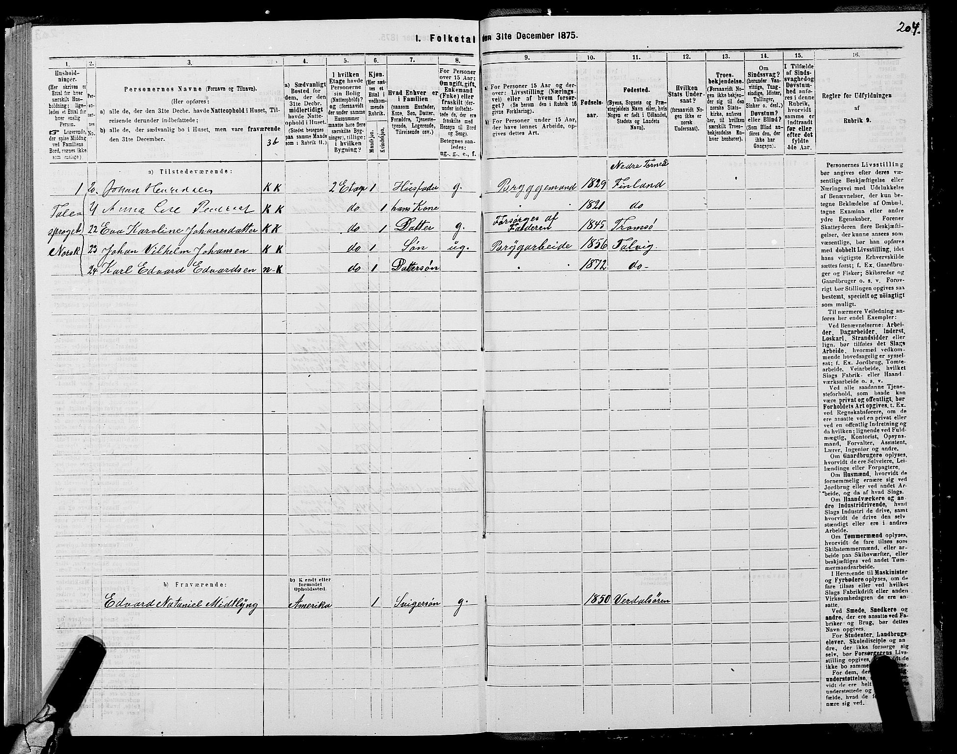 SATØ, 1875 census for 1902P Tromsø, 1875, p. 3204