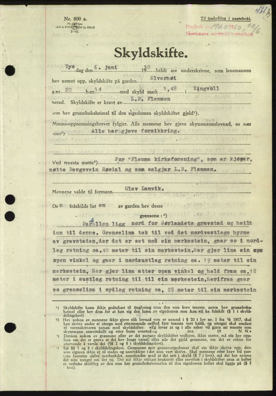 Nordmøre sorenskriveri, AV/SAT-A-4132/1/2/2Ca: Mortgage book no. A115, 1950-1950, Diary no: : 1960/1950