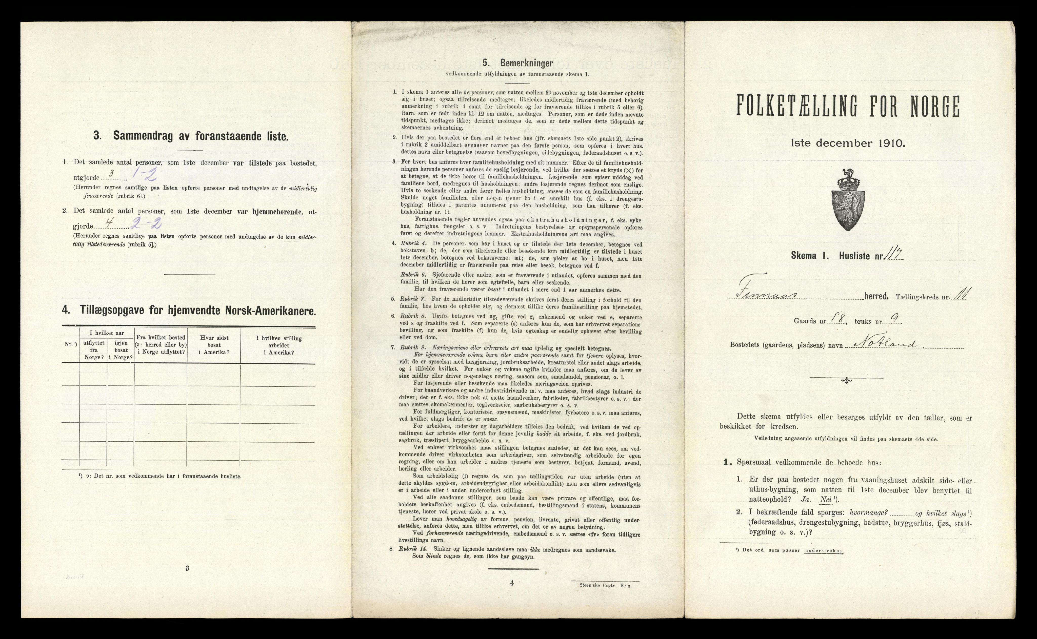 RA, 1910 census for Finnås, 1910, p. 1452