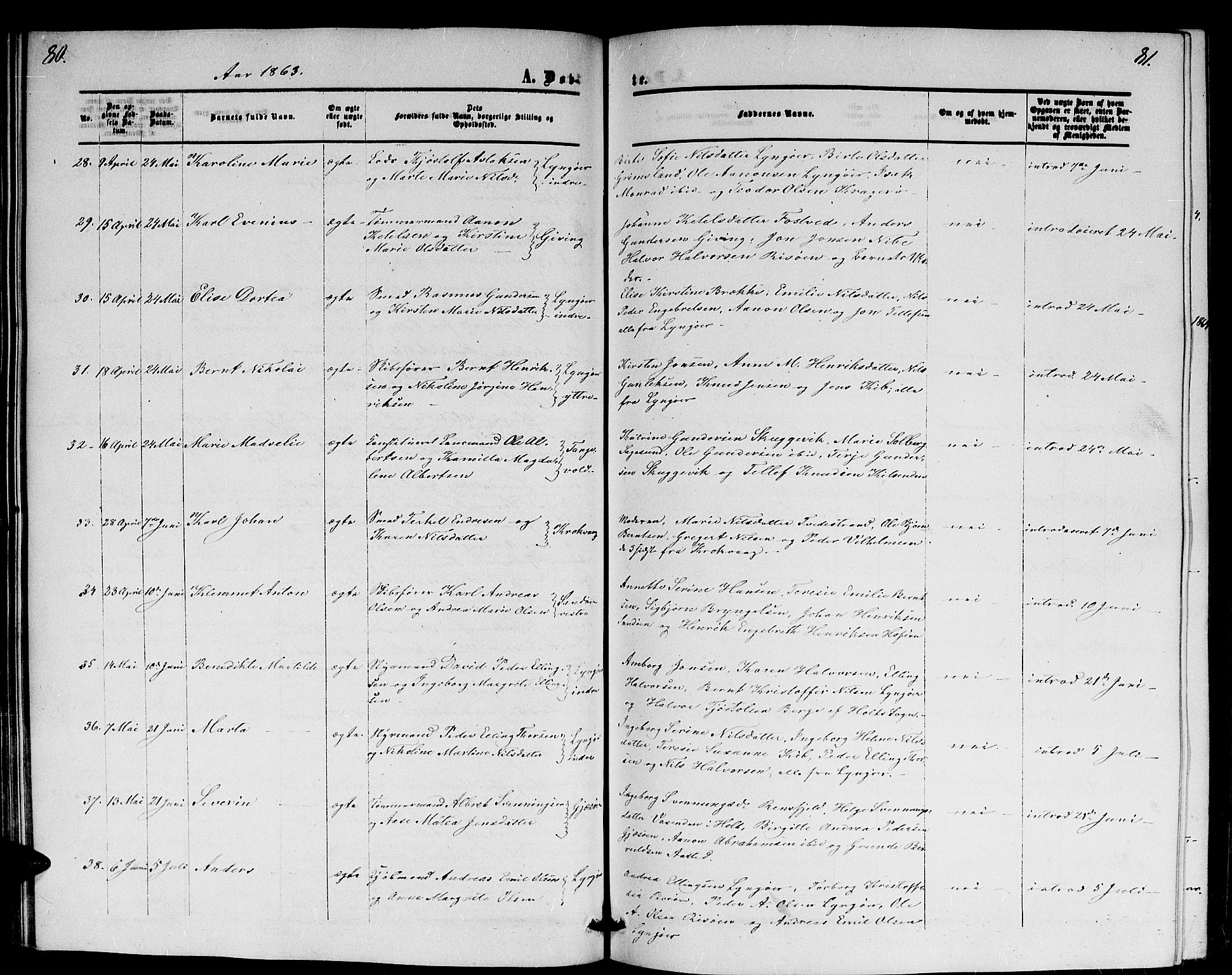 Dypvåg sokneprestkontor, AV/SAK-1111-0007/F/Fb/Fba/L0011: Parish register (copy) no. B 11, 1857-1872, p. 80-81