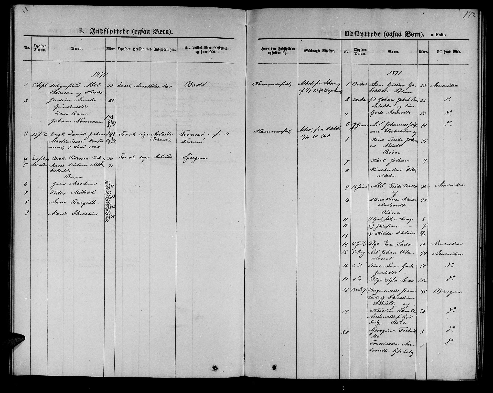 Hammerfest sokneprestkontor, SATØ/S-1347/H/Hb/L0004.klokk: Parish register (copy) no. 4, 1869-1877, p. 172