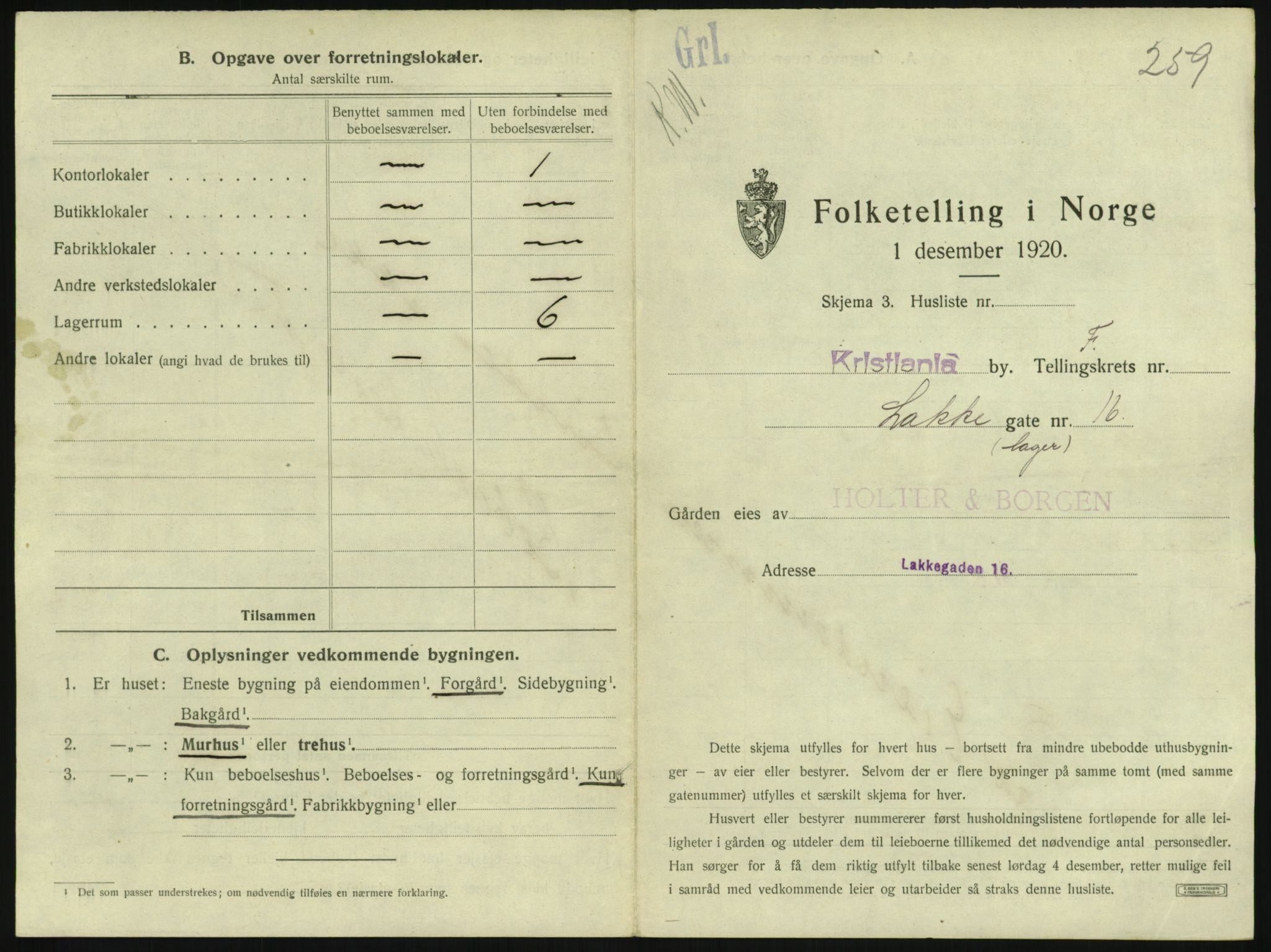 SAO, 1920 census for Kristiania, 1920, p. 56666