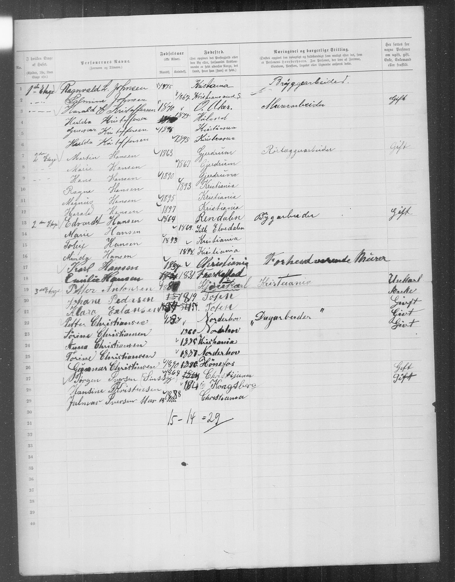 OBA, Municipal Census 1899 for Kristiania, 1899, p. 14978