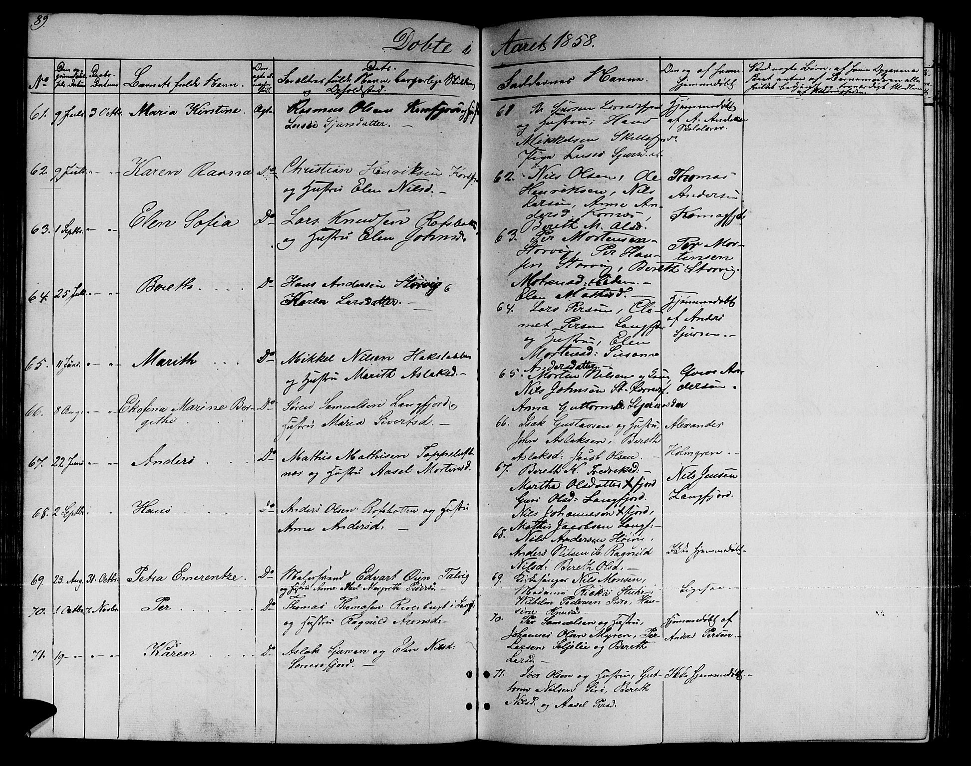 Talvik sokneprestkontor, AV/SATØ-S-1337/H/Hb/L0001klokker: Parish register (copy) no. 1, 1847-1863, p. 89