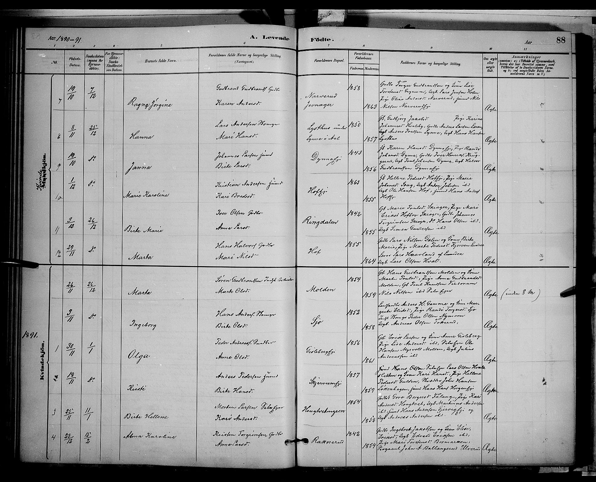 Gran prestekontor, AV/SAH-PREST-112/H/Ha/Hab/L0002: Parish register (copy) no. 2, 1879-1892, p. 88