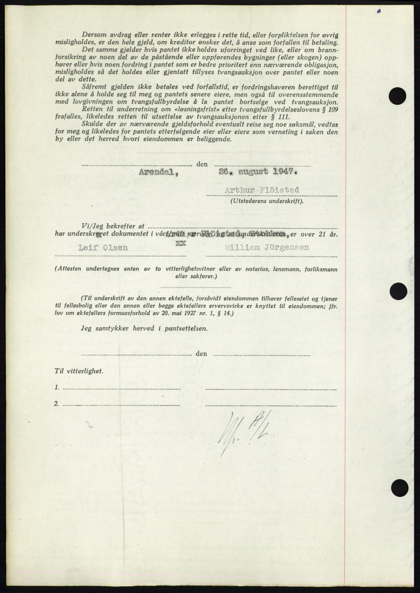 Nedenes sorenskriveri, AV/SAK-1221-0006/G/Gb/Gbb/L0004: Mortgage book no. B4, 1947-1947, Diary no: : 1236/1947