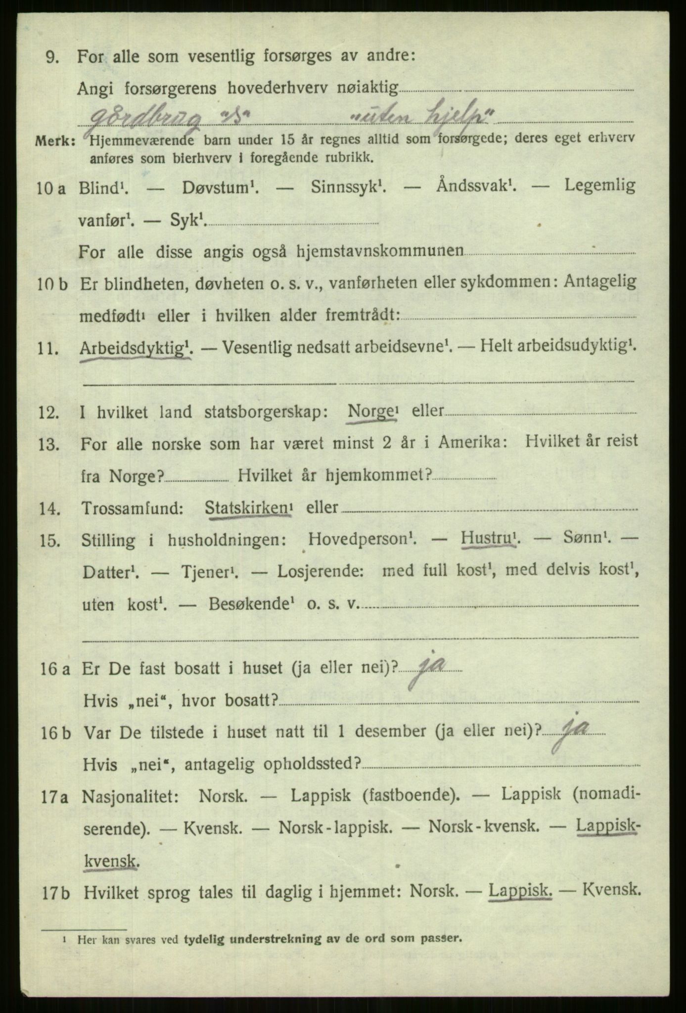 SATØ, 1920 census for Lyngen, 1920, p. 3518