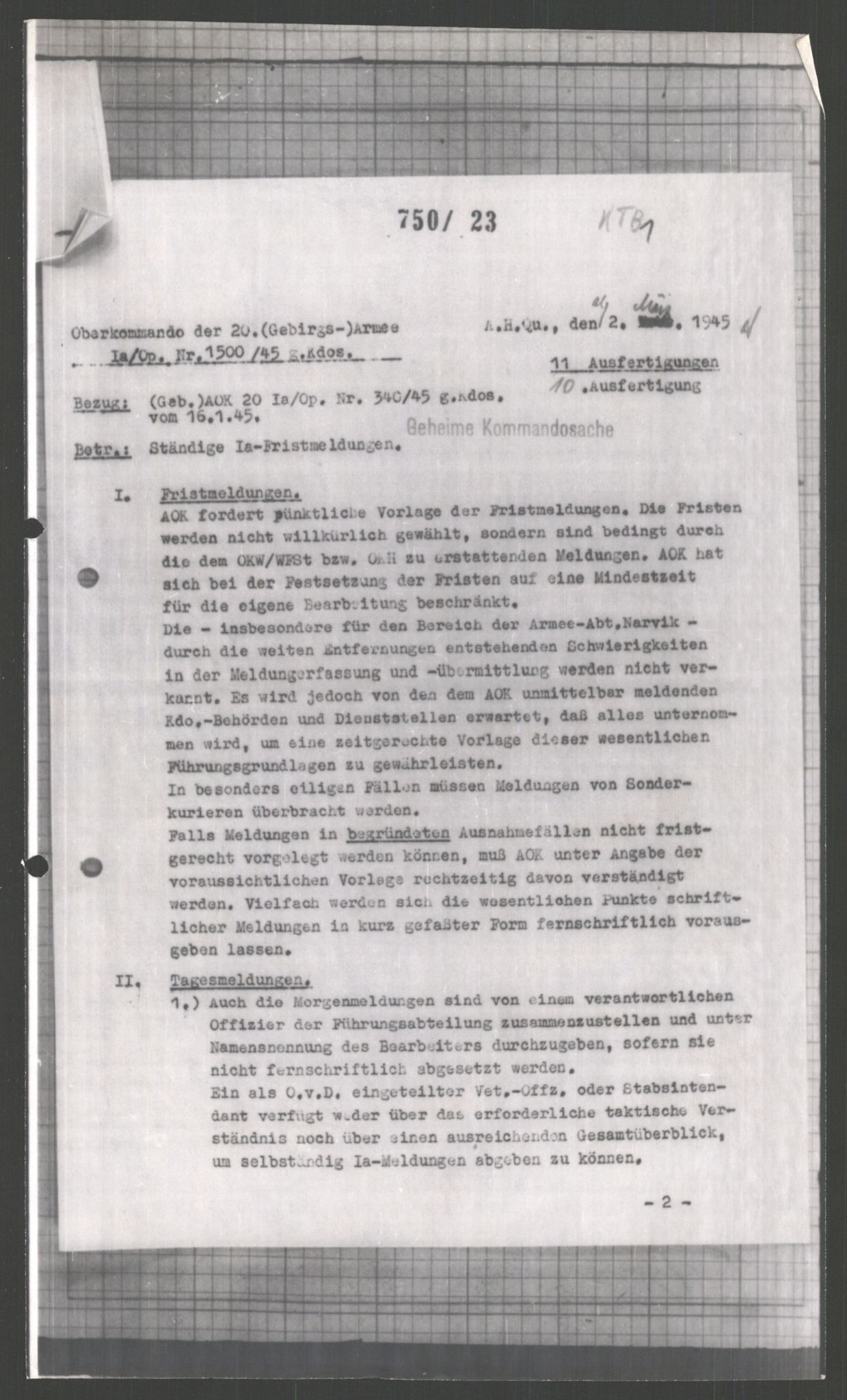 Forsvarets Overkommando. 2 kontor. Arkiv 11.4. Spredte tyske arkivsaker, AV/RA-RAFA-7031/D/Dar/Dara/L0003: Krigsdagbøker for 20. Gebirgs-Armee-Oberkommando (AOK 20), 1945, p. 399