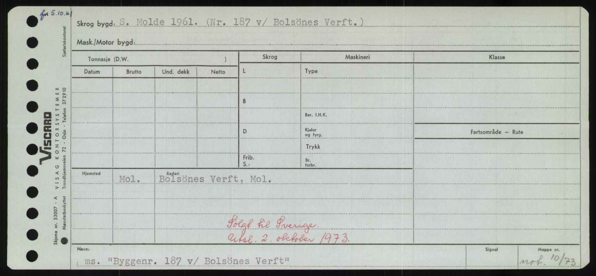 Sjøfartsdirektoratet med forløpere, Skipsmålingen, RA/S-1627/H/Hd/L0006: Fartøy, Byg-Båt, p. 43