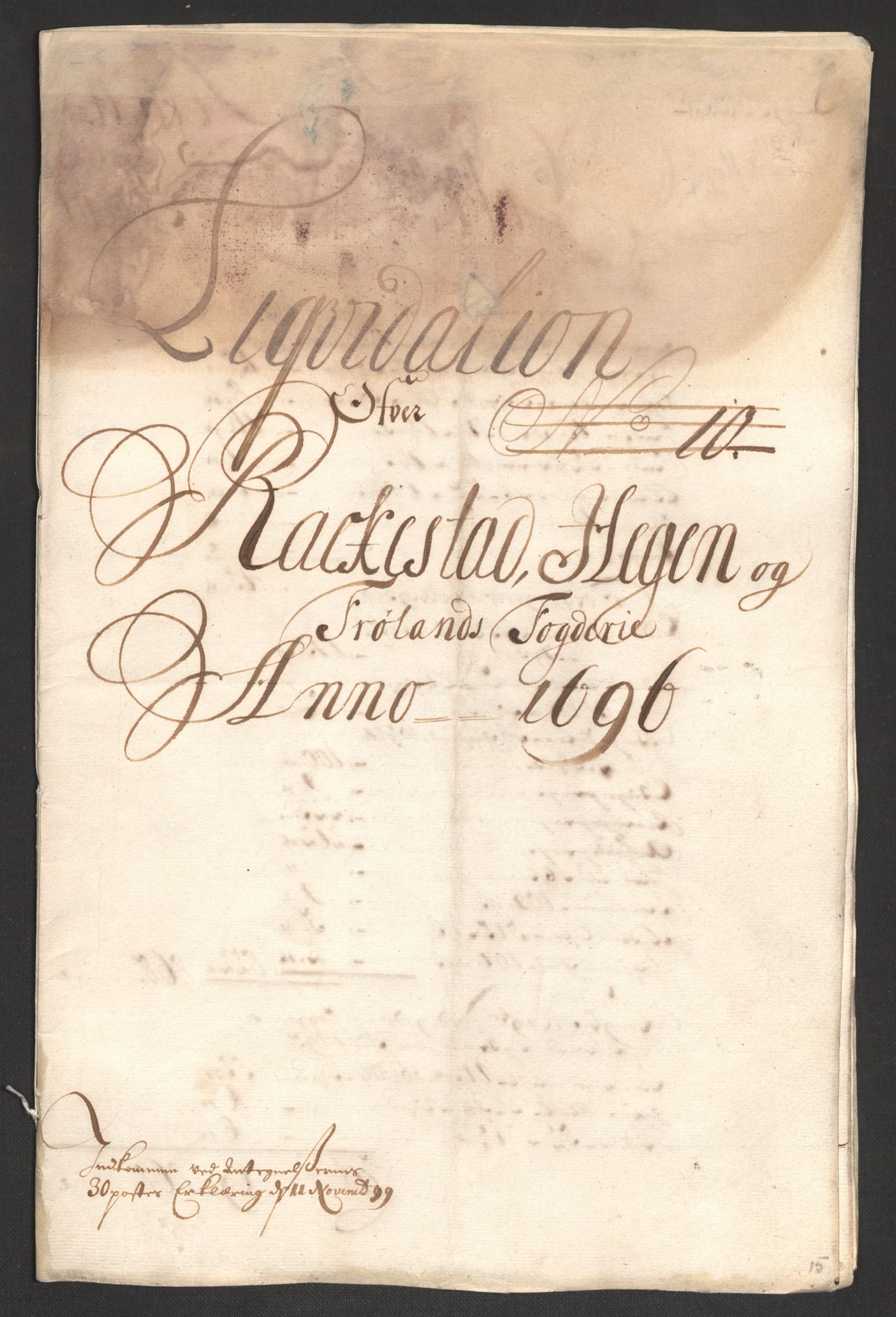 Rentekammeret inntil 1814, Reviderte regnskaper, Fogderegnskap, AV/RA-EA-4092/R07/L0286: Fogderegnskap Rakkestad, Heggen og Frøland, 1696, p. 14