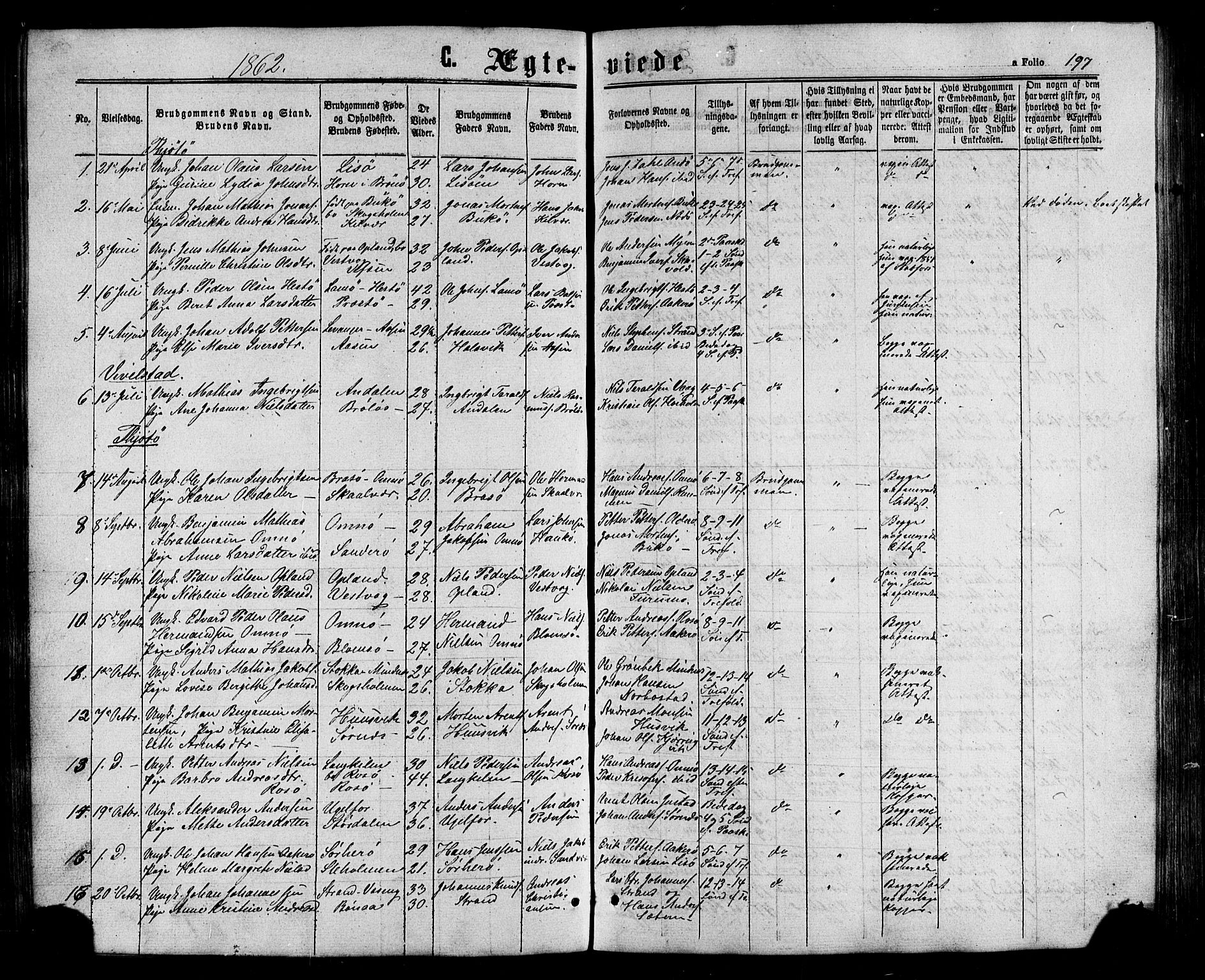 Ministerialprotokoller, klokkerbøker og fødselsregistre - Nordland, SAT/A-1459/817/L0262: Parish register (official) no. 817A03/ 1, 1862-1877, p. 197