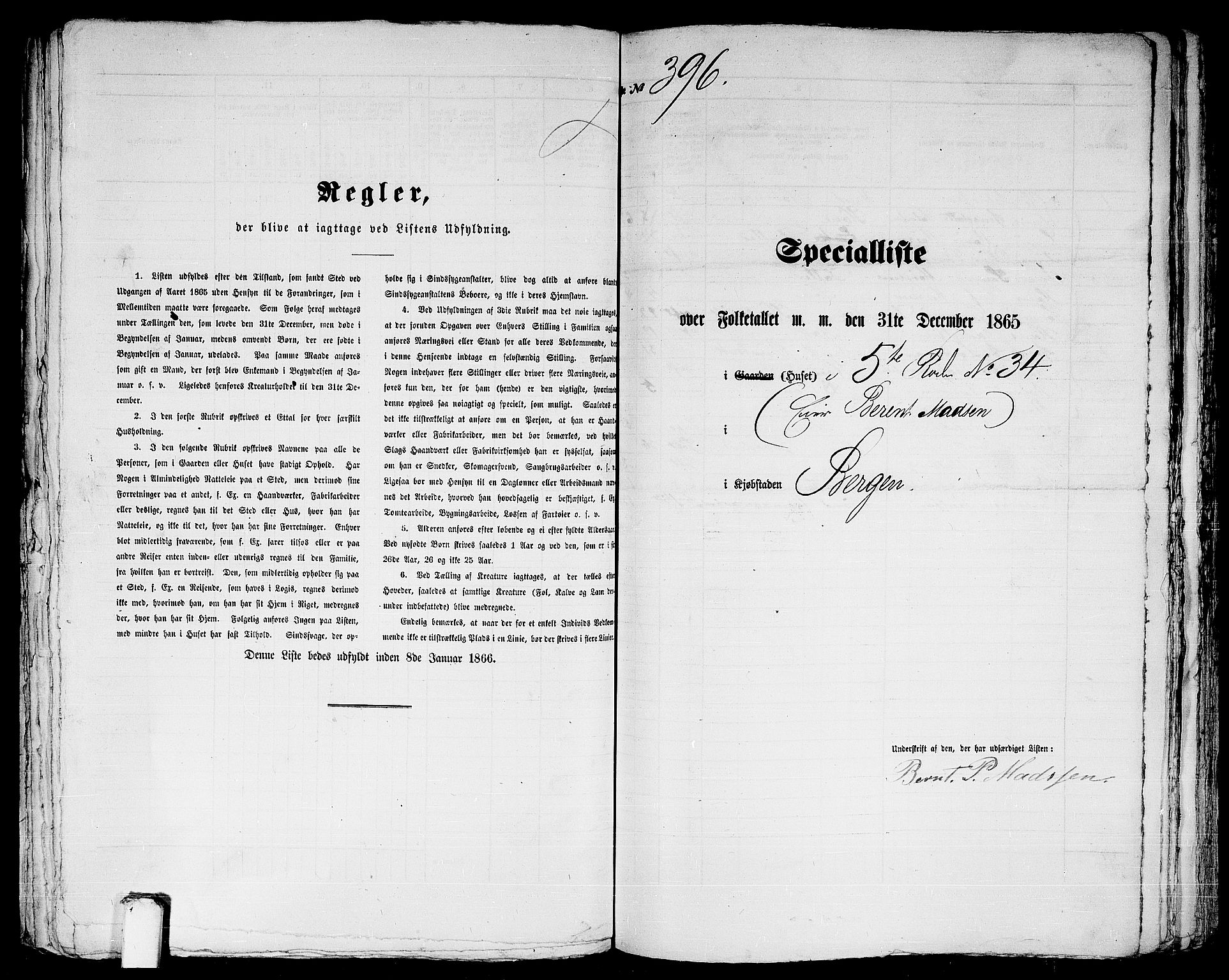 RA, 1865 census for Bergen, 1865, p. 849