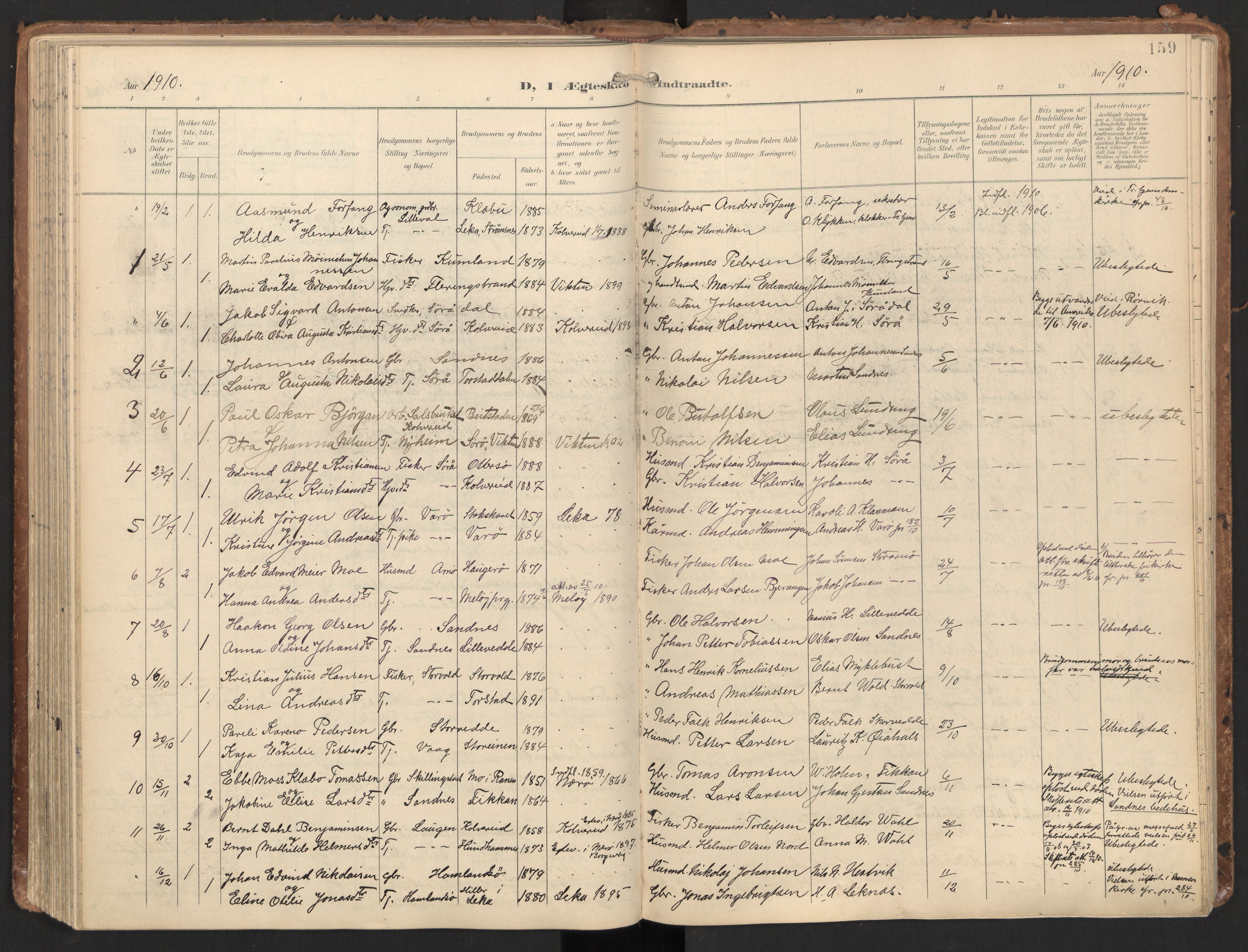 Ministerialprotokoller, klokkerbøker og fødselsregistre - Nord-Trøndelag, SAT/A-1458/784/L0677: Parish register (official) no. 784A12, 1900-1920, p. 159